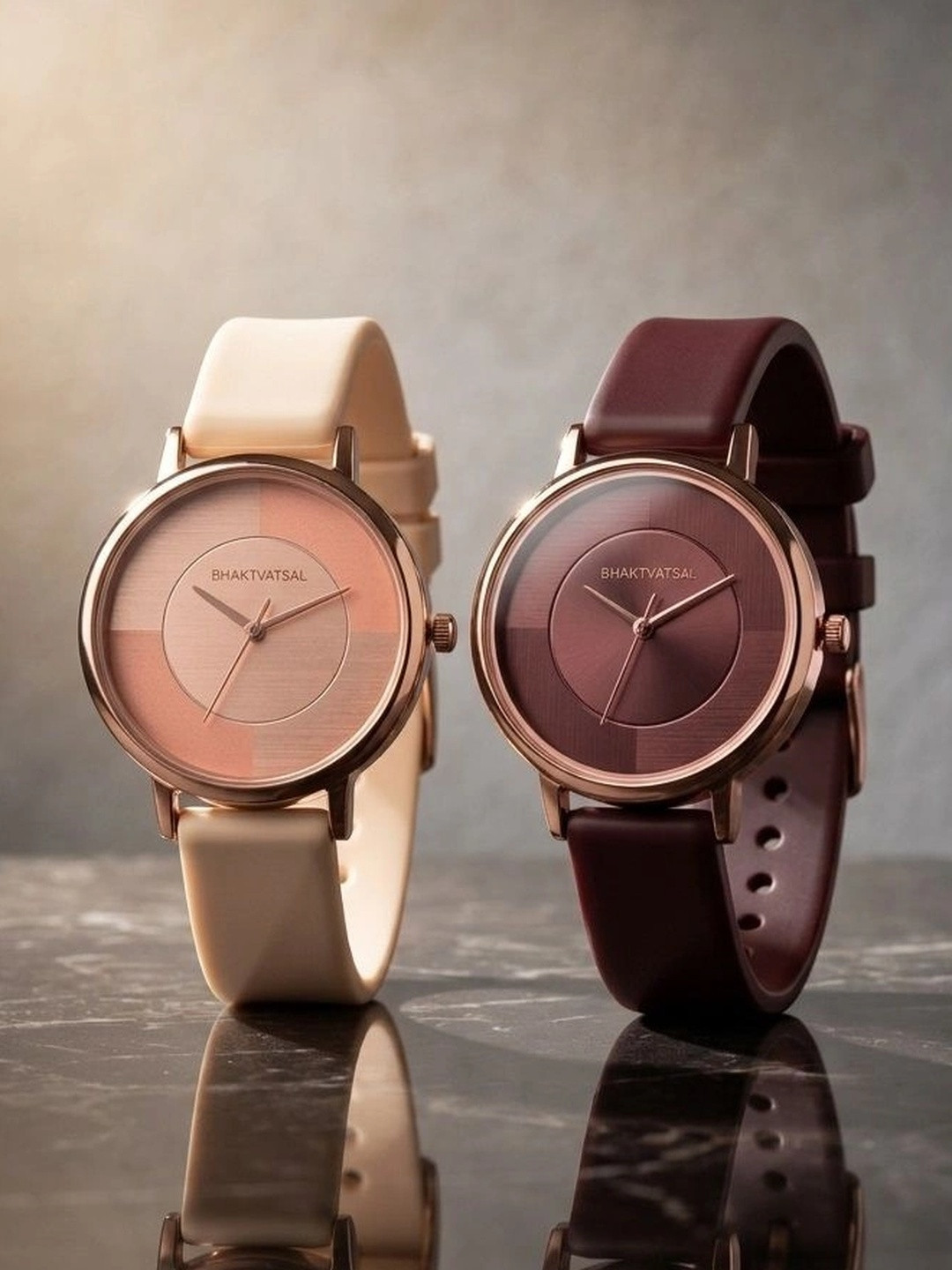 BHAKTVATSAL Women Brass Dial & Straps Analogue Watch G-15-CREAM-MAROON-COMBO JAL0428