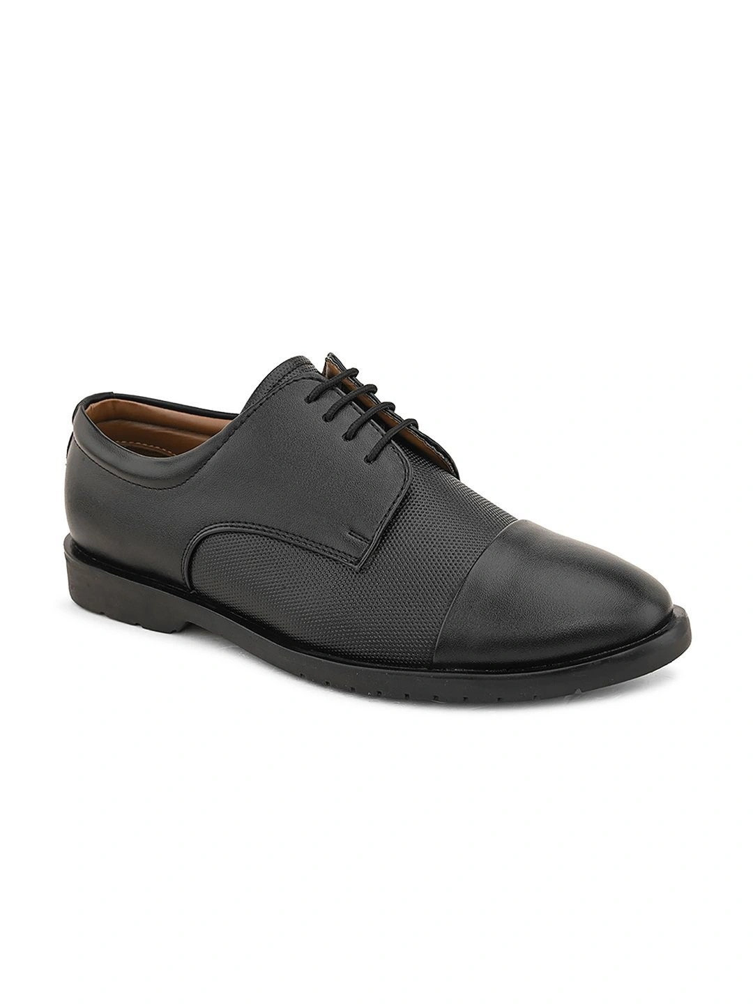 Provogue Men Textured Round Toe Lace-Ups Formal Derbys Shoes