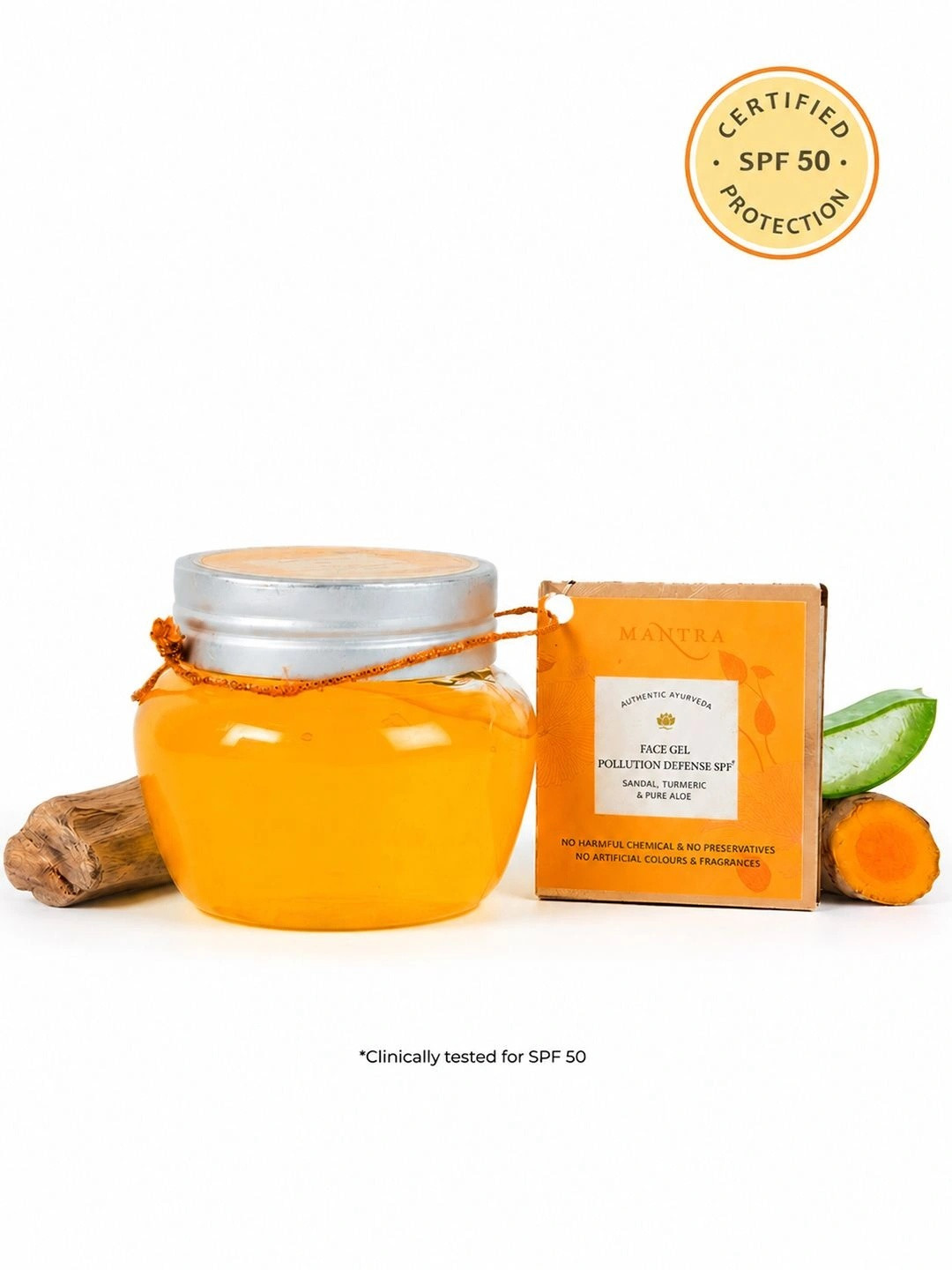 Mantra Herbal Pollution Defense SPF+ Face Gel with Sandal Turmeric & Pure Aloe - 100g