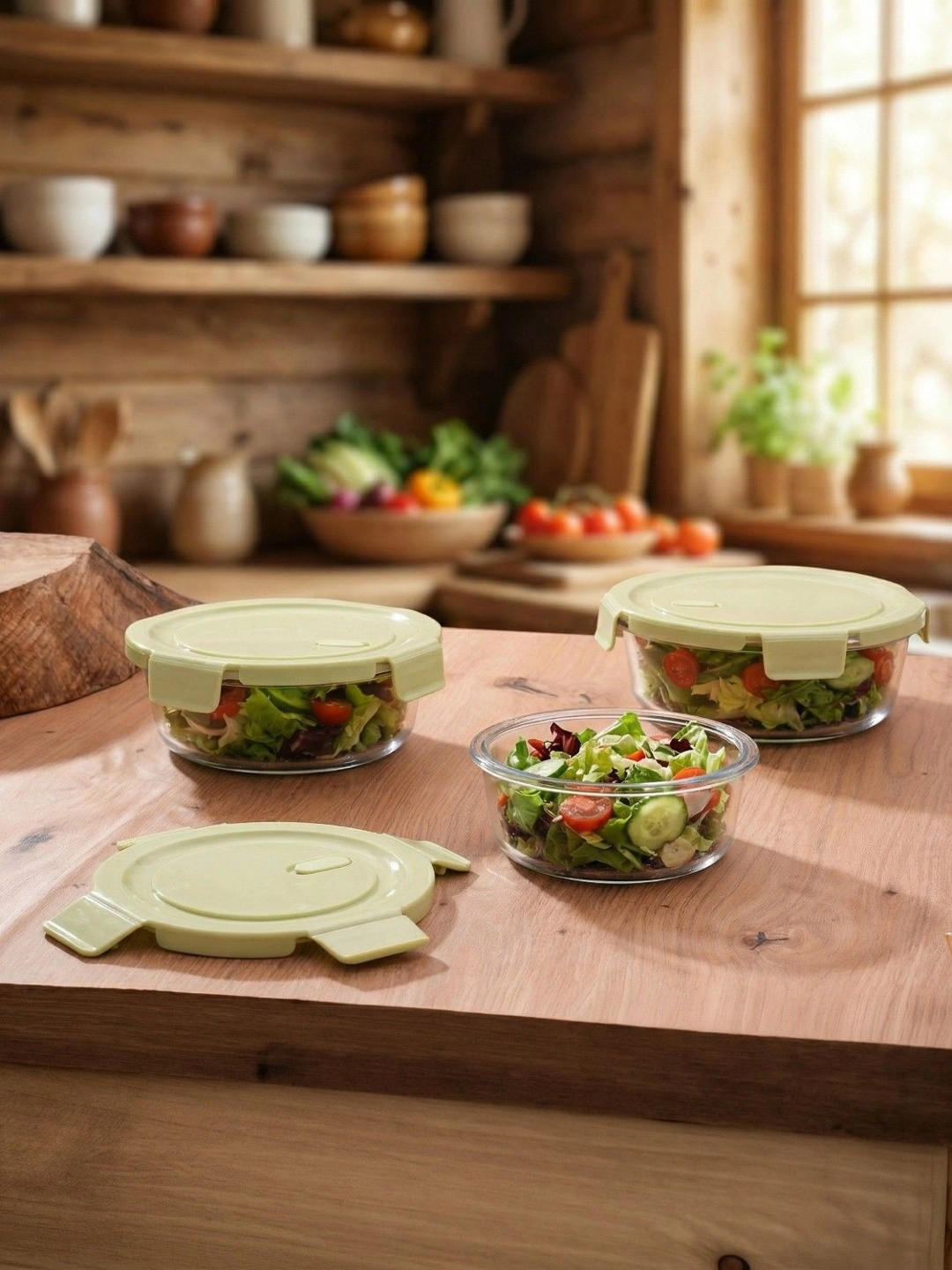 Troveas 3 Pieces Borosilicate Glass Container Set