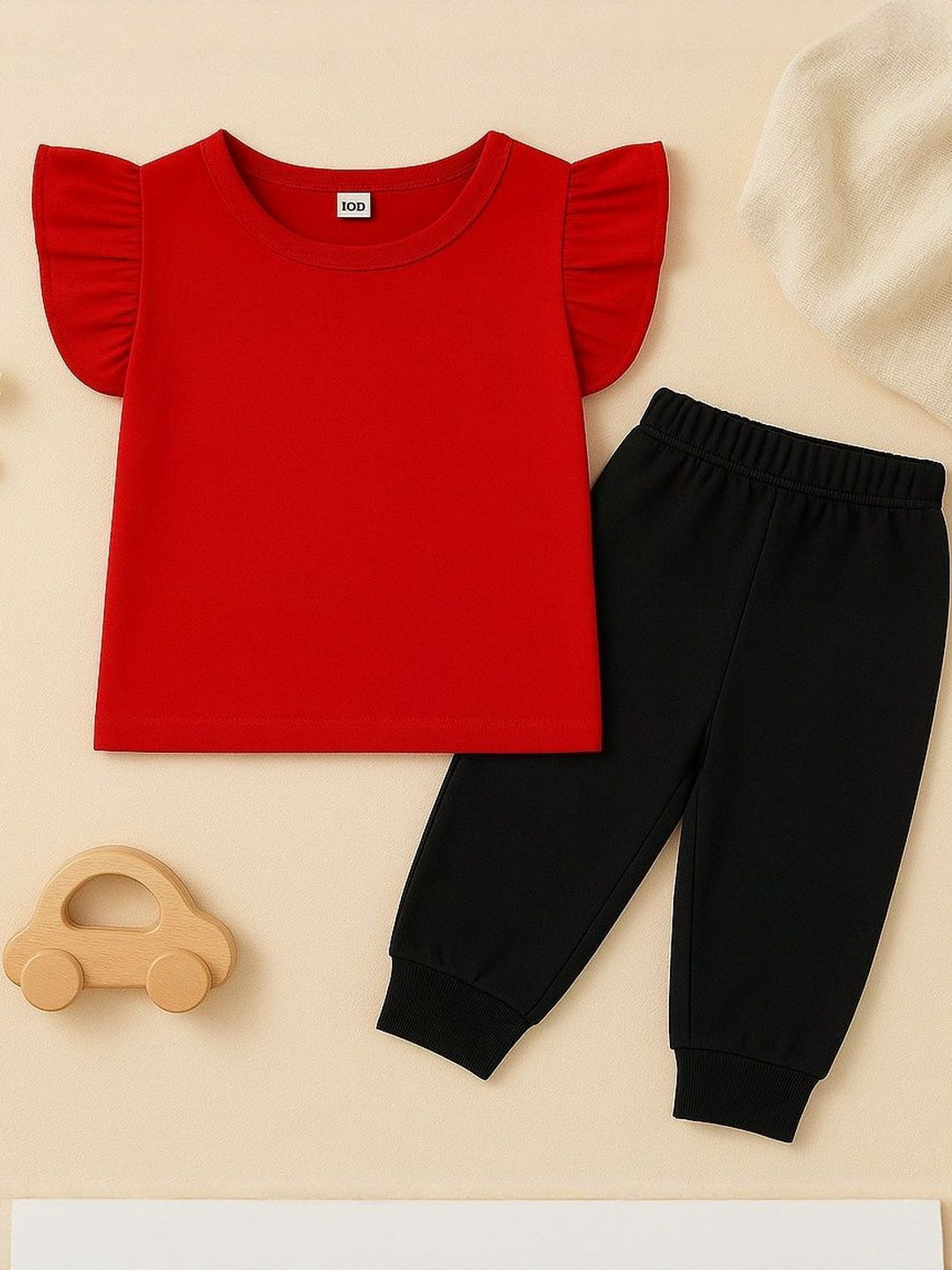 Luke & Lilly Girls  Solid Cotton Blend T-shirt with Trousers