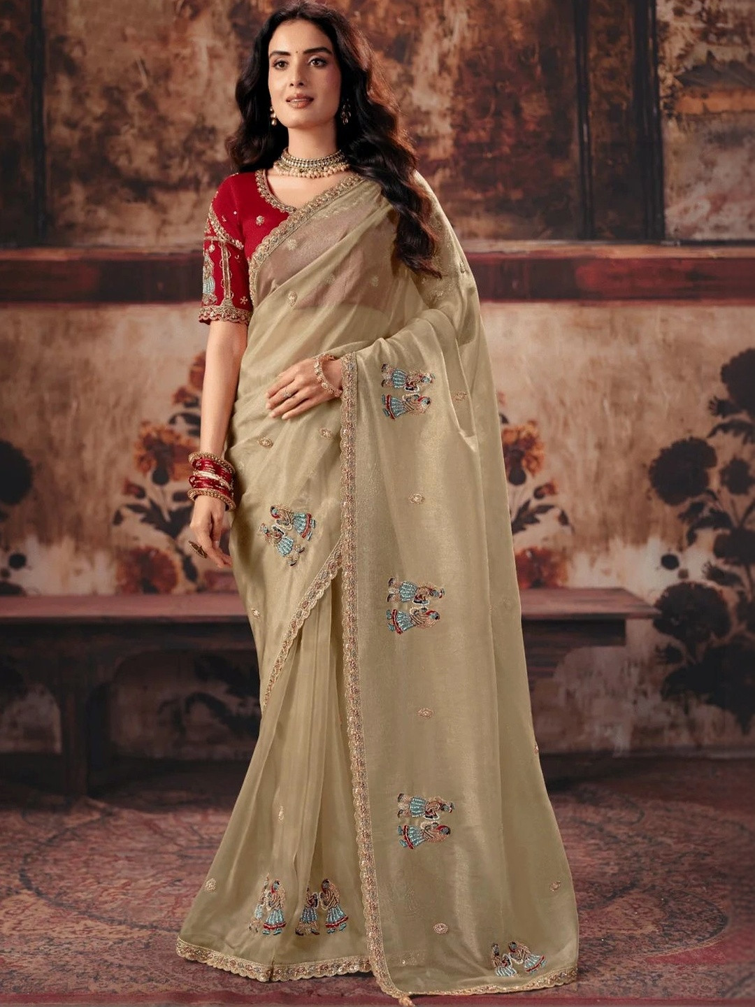 Nayoora Zari Organza Saree - Image 1