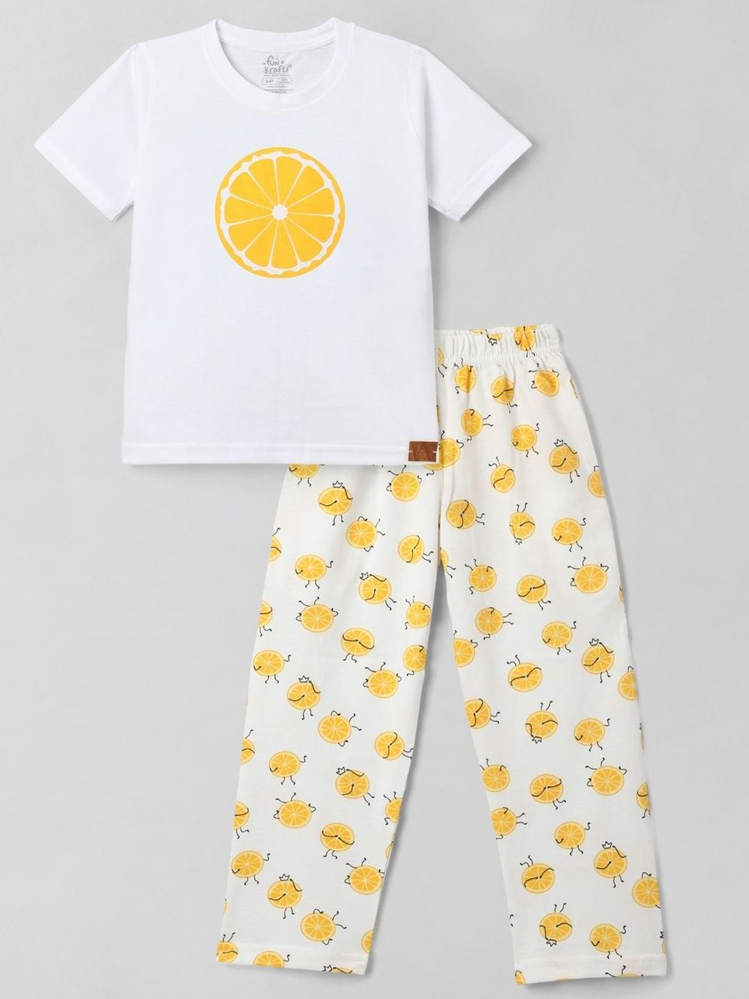 FUNKRAFTS Girls Printed Short Sleeves Pure Cotton T-shirt With Trouser