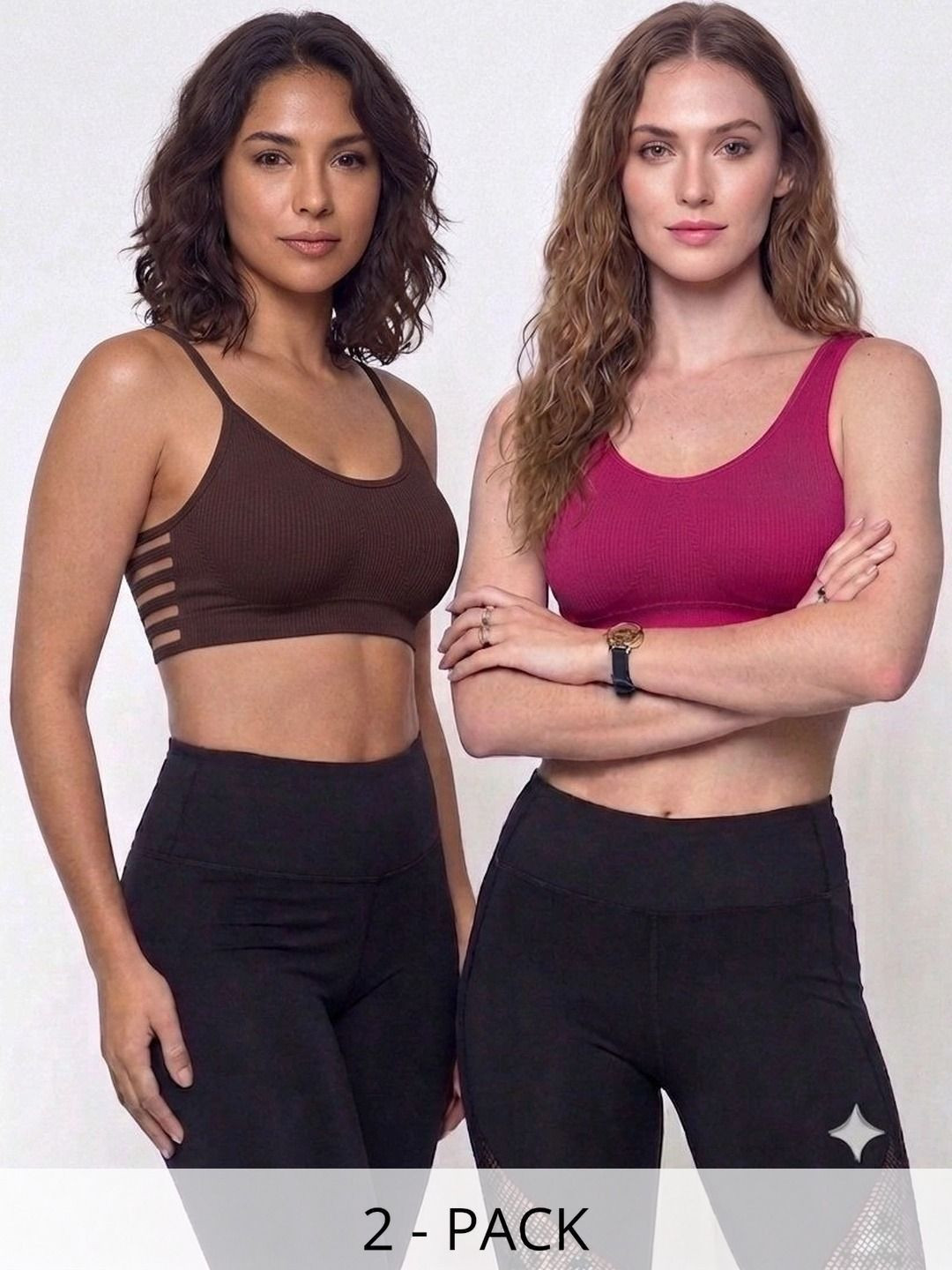 HERE&NOW Pack of 2 Self Design Full Coverage Lycra Bras