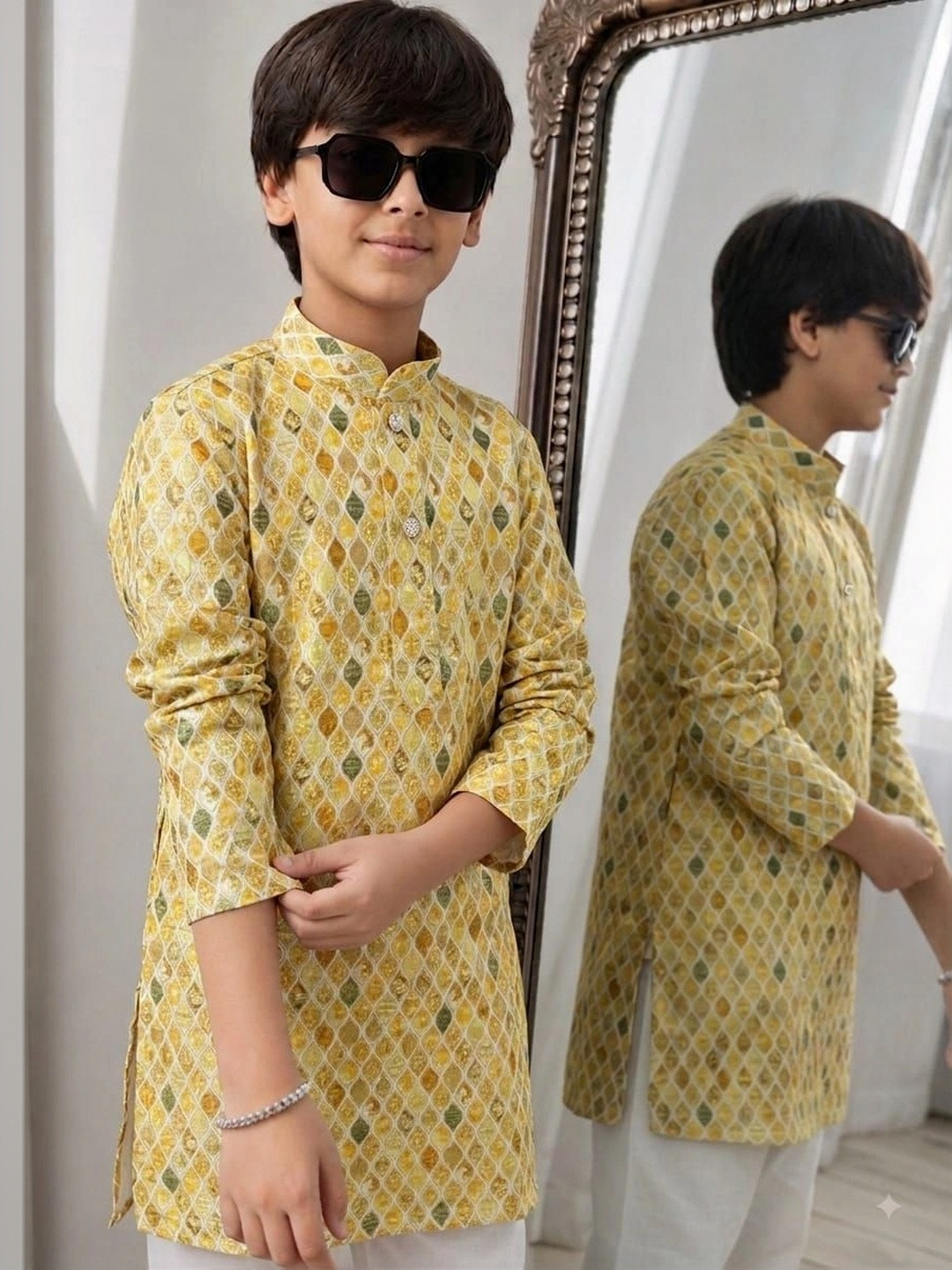 Sweety Rani Boys Printed Regular Sequinned Kurta with Trousers