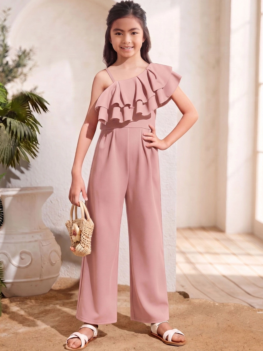 BAESD Girls Basic Jumpsuit with Ruffles