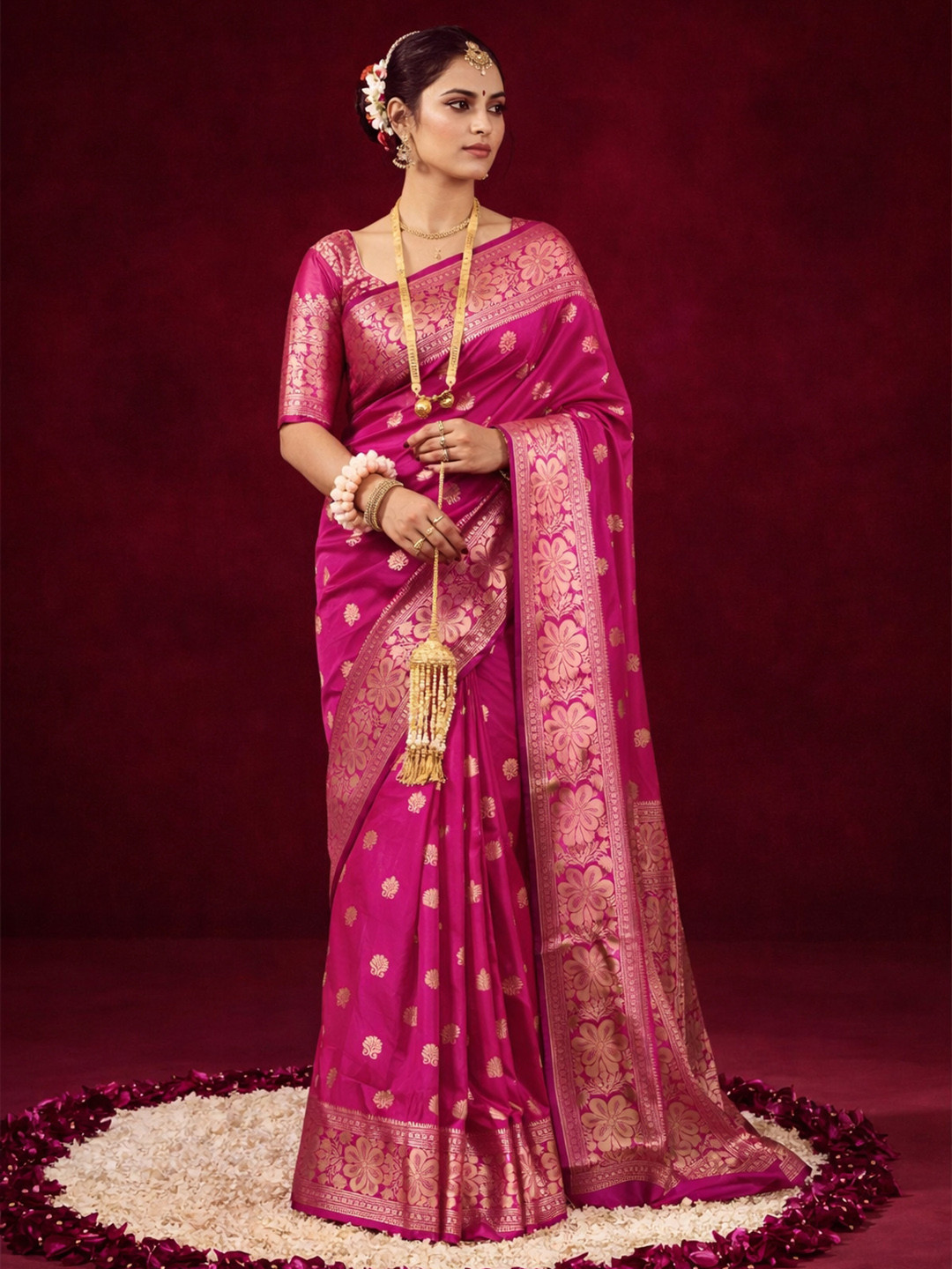 SAIYAMORI Woven Design Zari Silk Blend Kanjeevaram Saree