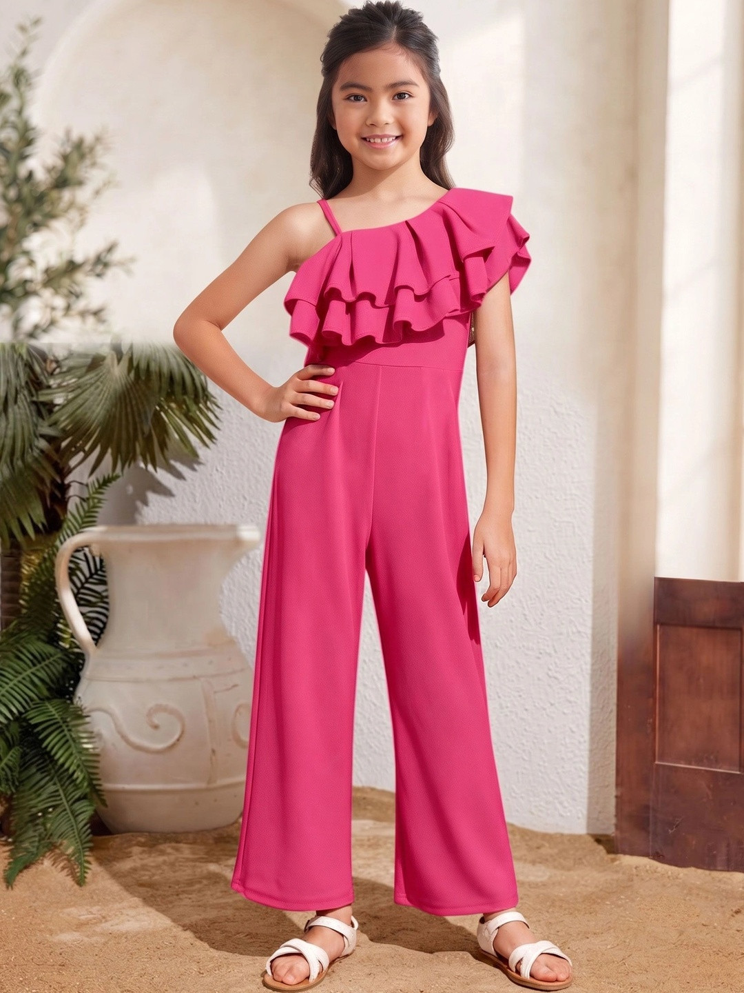 BAESD Girls Basic Jumpsuit with Ruffles