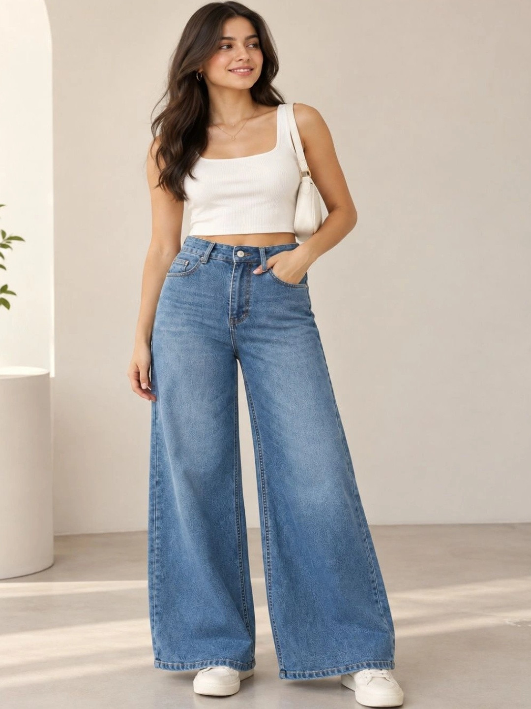 YOU 8 Women Straight Fit High-Rise Stretchable Jeans