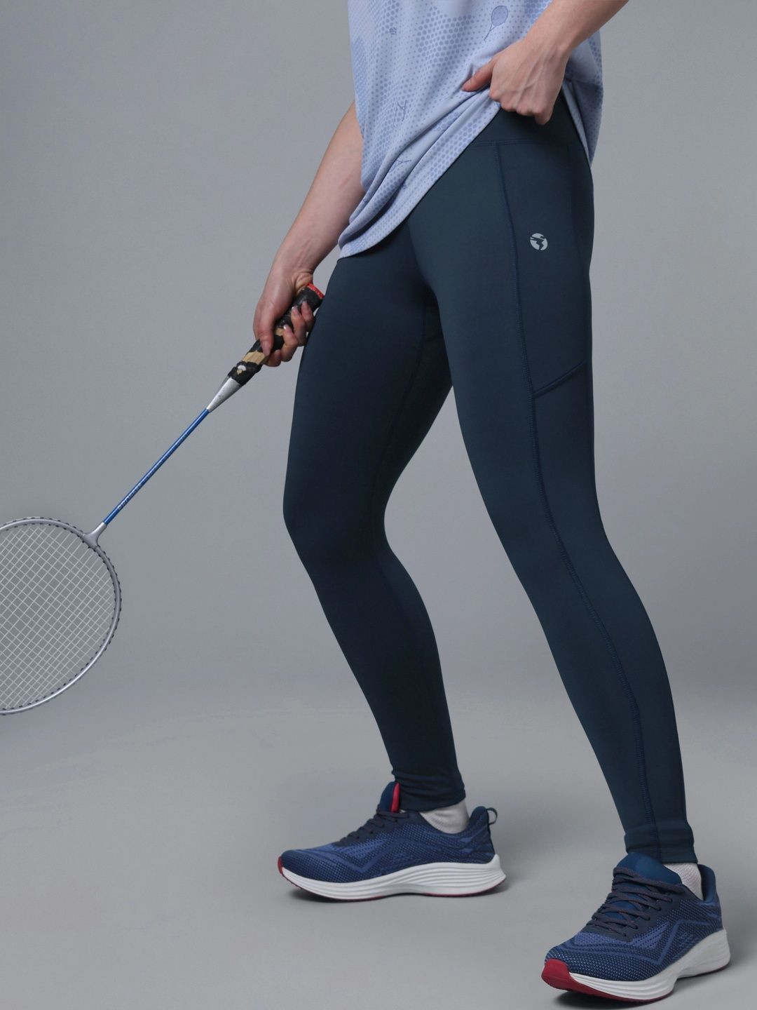 Technosport Women Printed High Rise Slim Fit Ankle Length Sports Tights