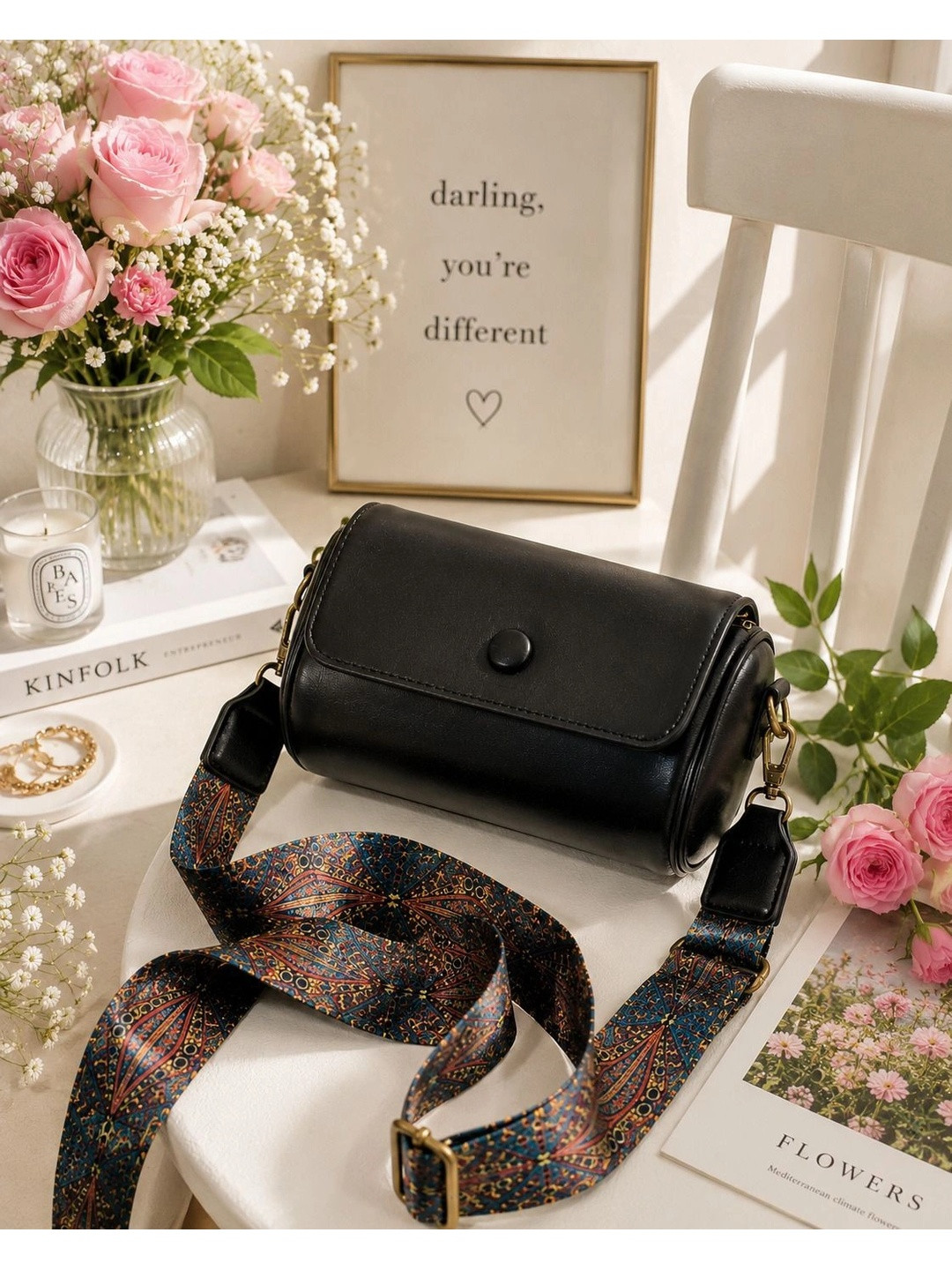 QYVEXA Detachable Sling Strap PU Sling Bag
