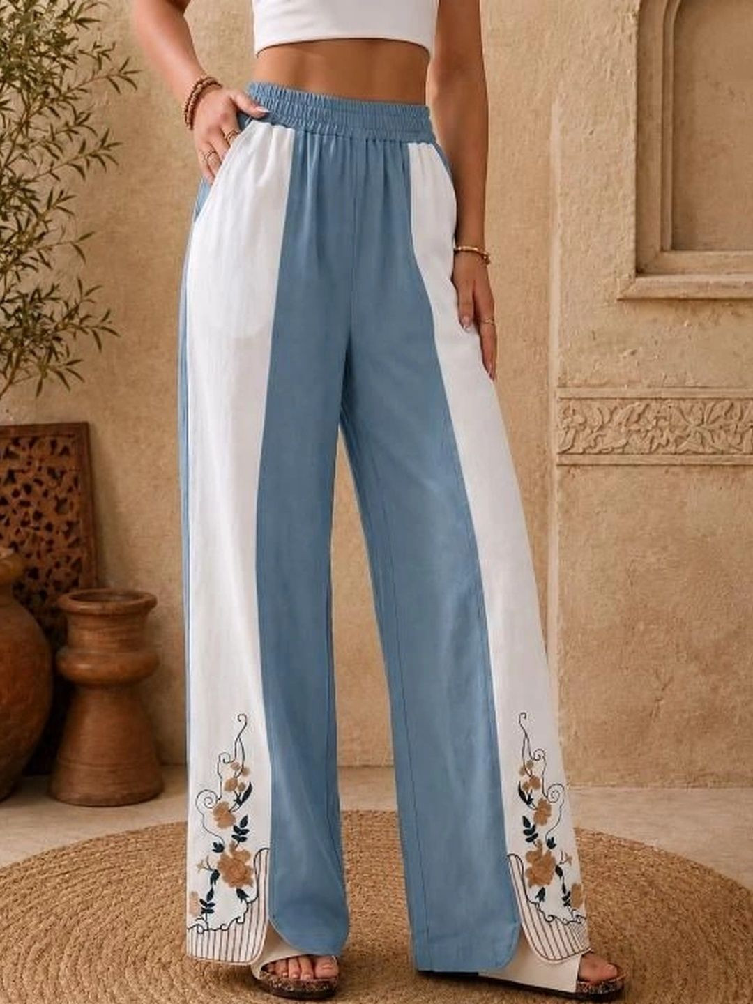 CORSICA Women Floral Embroidered Loose Fit Trousers