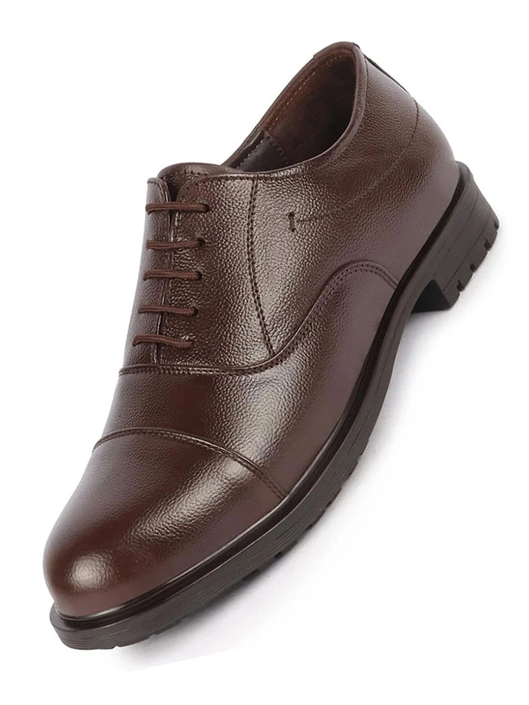 FAUSTO Men Brown Genuine Leather Formal Office Comfort Broad Feet Oxford Lace Up Shoes