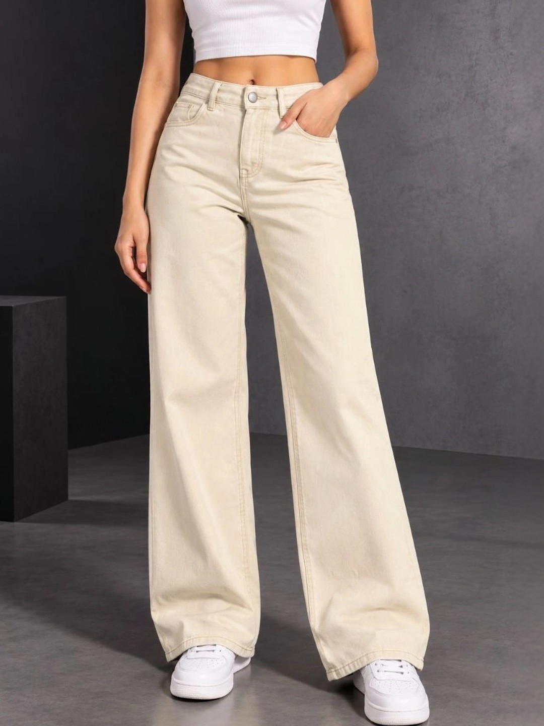me Queen Women Wide Leg High-Rise Stretchable Jeans