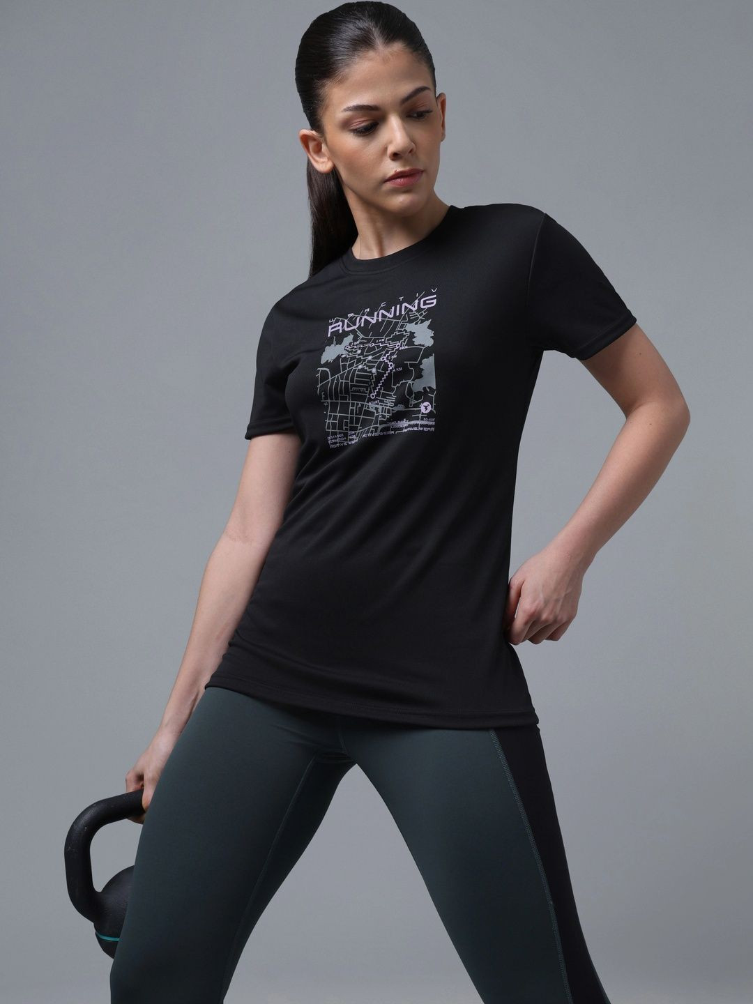 Technosport Women Printed Slim Fit T-shirt