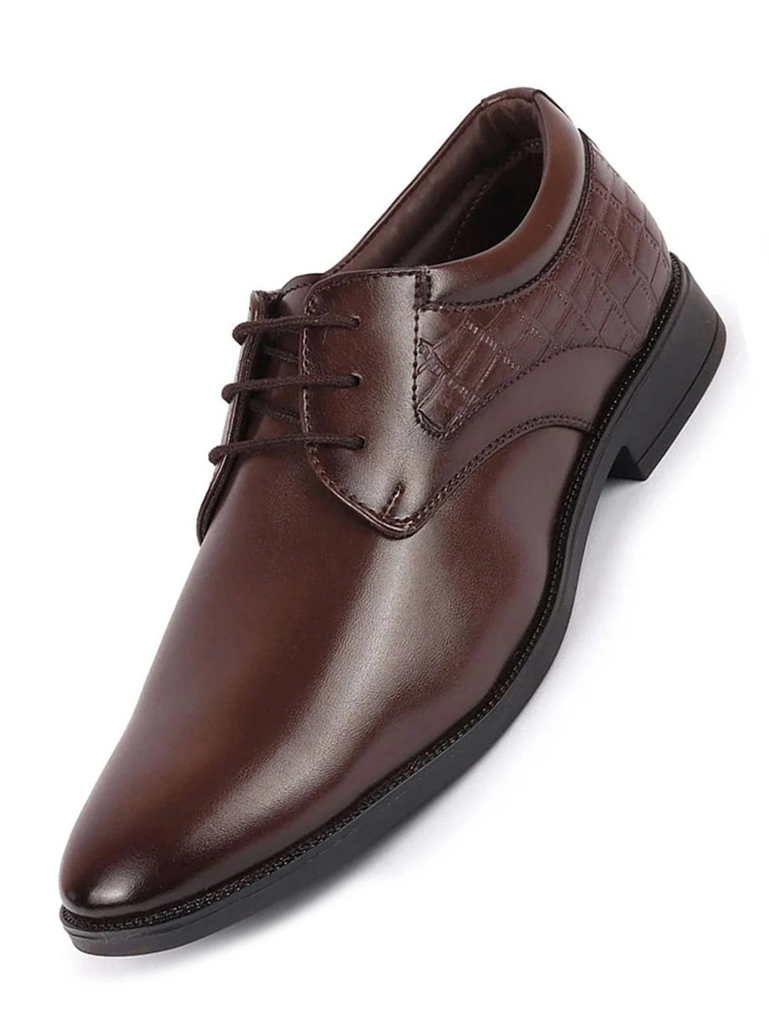 FAUSTO Men Textured Embossed Lace Up Formal Derbys