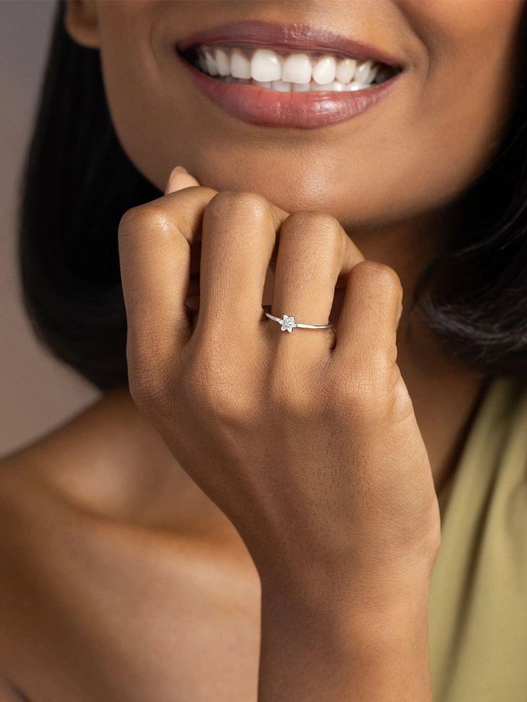 SHAYA Women Sterling Silver Cubic Zirconia Finger Ring