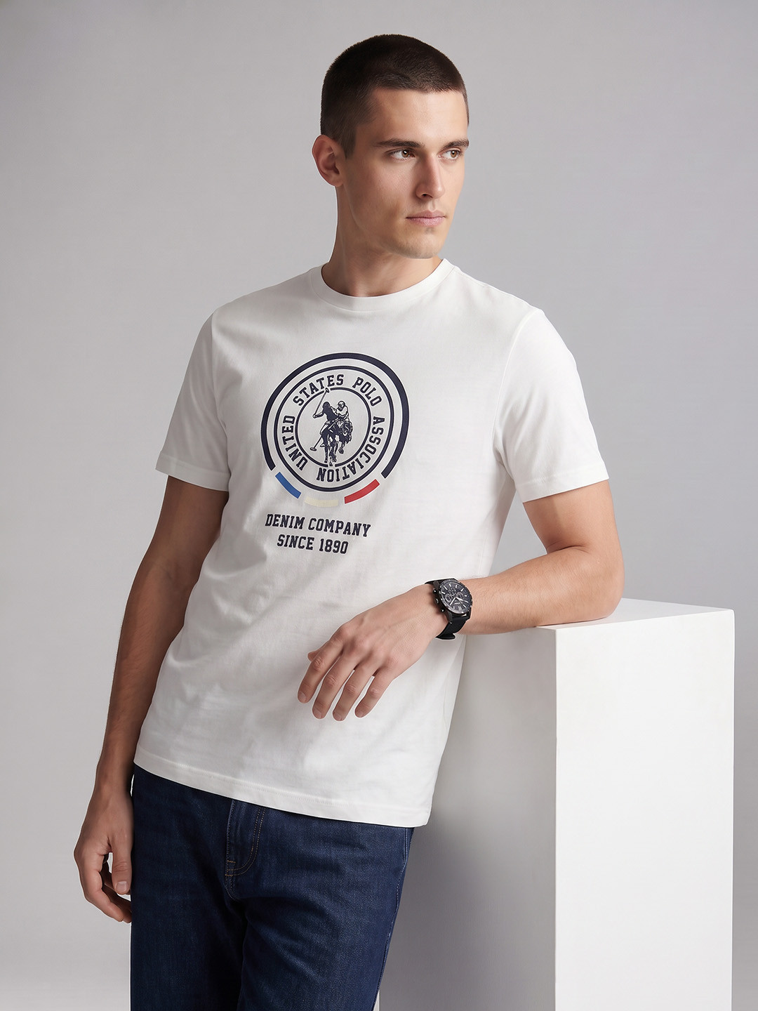 U.S. Polo Assn. Denim Co. Brand Logo Printed Pure Cotton T-shirt