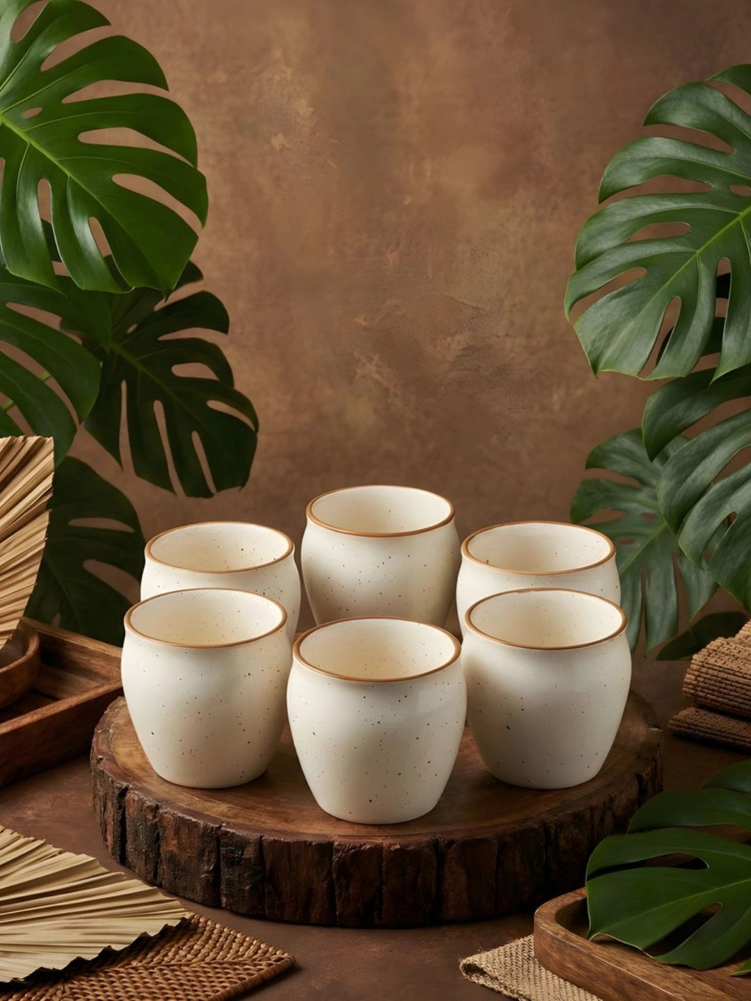 MIAH Decor Love You More Every Year Cream Ceramic Handcrafted 6 Piece Kulladhs-190ml