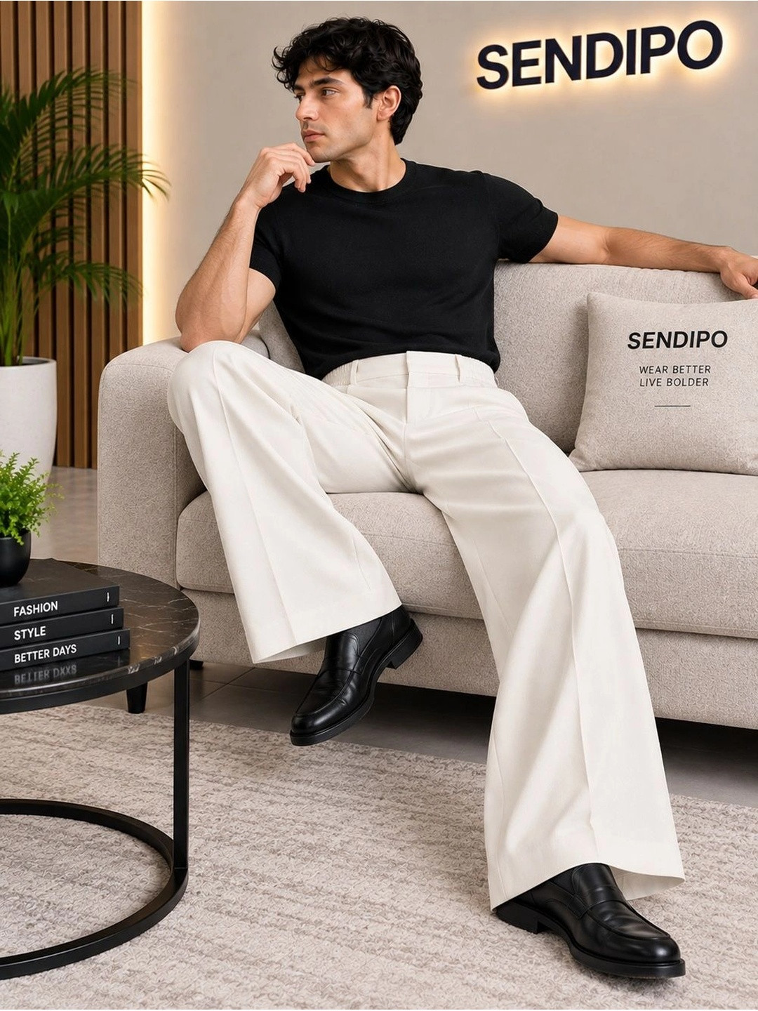 SENDIPO Men Smart High-Rise Easy Wash Pleated Trousers - Image 1