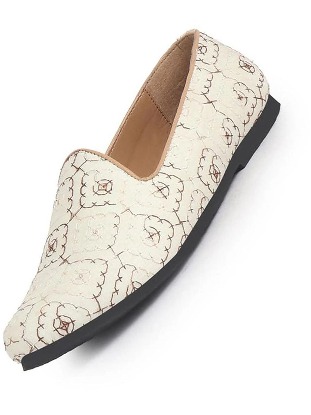 FAUSTO Men Embroidered Ethnic Pointed Toe Slip On Mojaris for Wedding