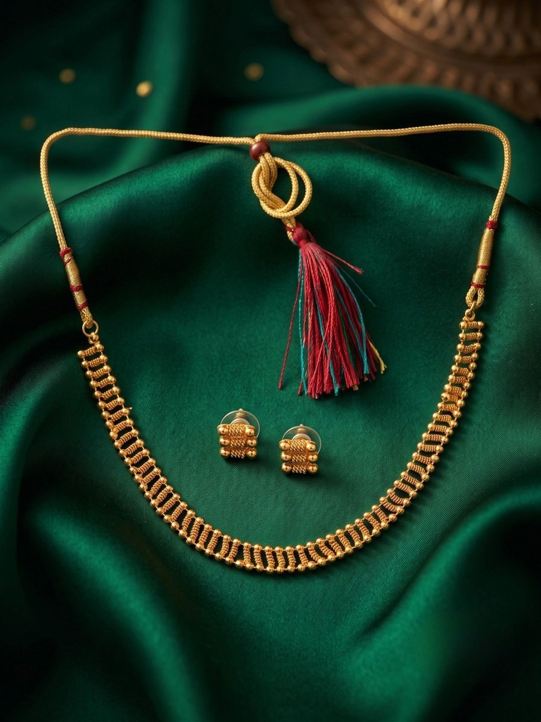 Adwitiya Collection 24CT Gold-Plated Stranded Jewellery Set