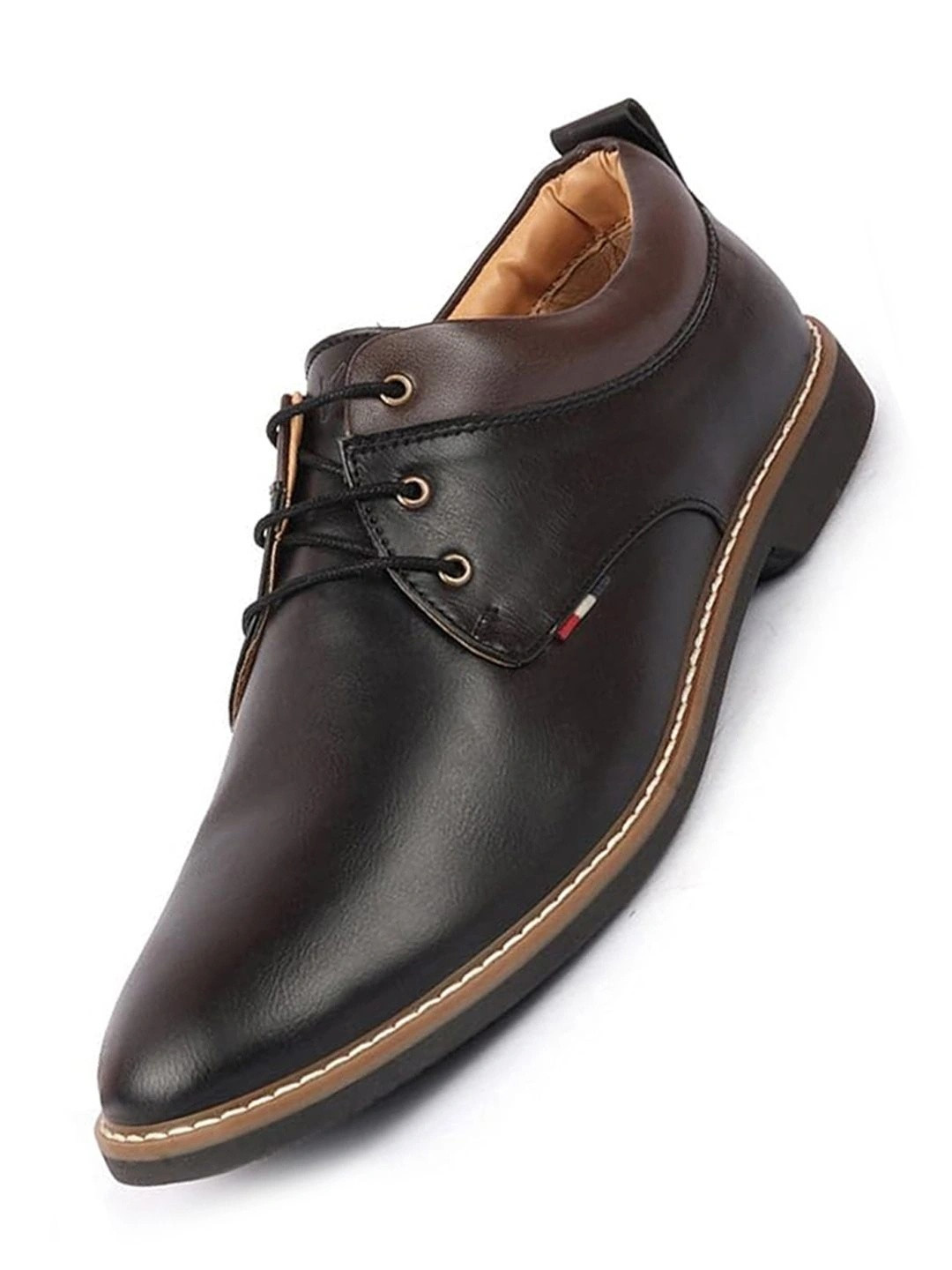 FAUSTO Men Black Formal Lace Up Oxford Shoes with TPR Welted Sole