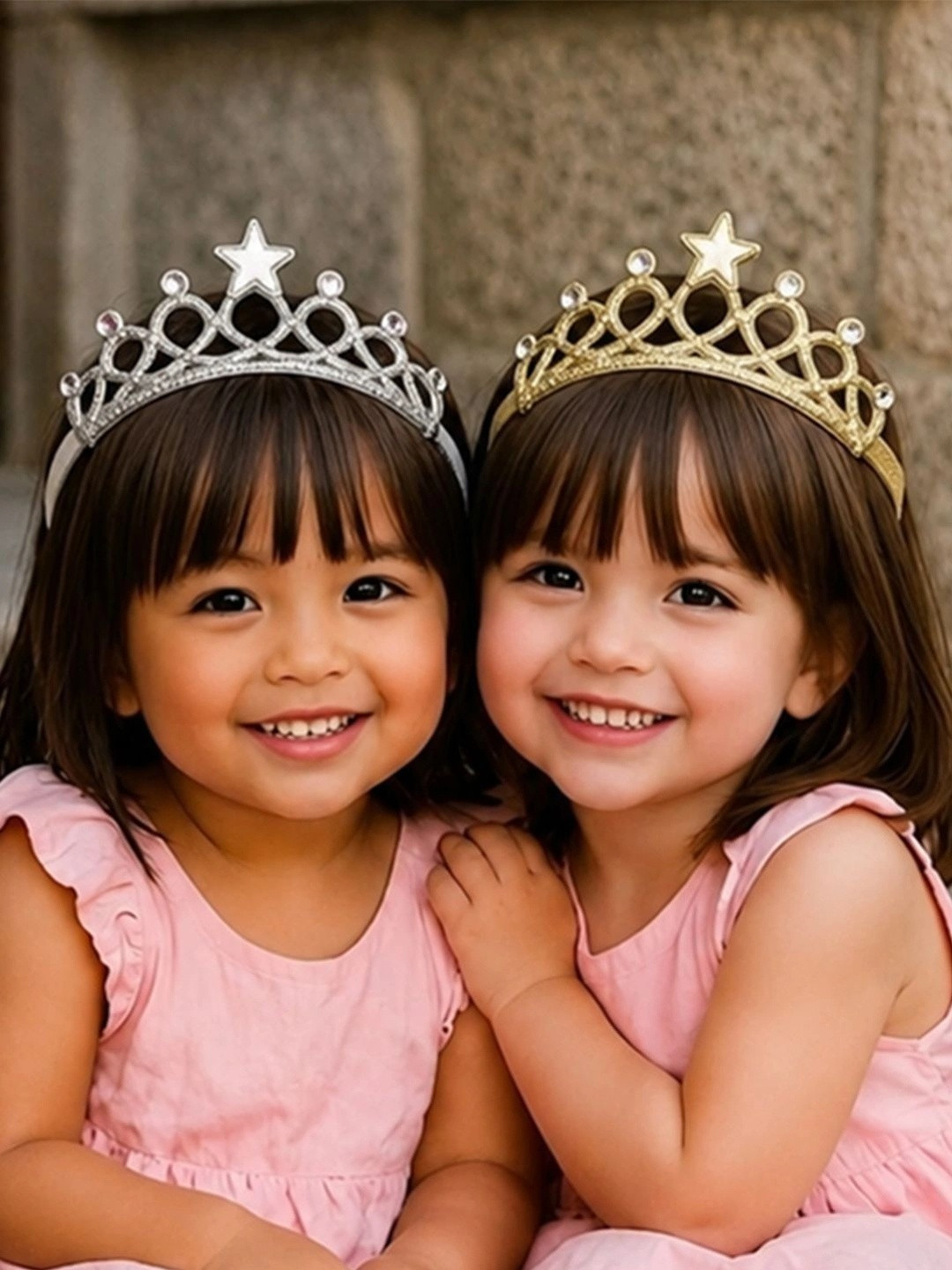 Babymoon Girls Set Of 2 Gold-Toned & Silver-Toned Embellished Hairbands
