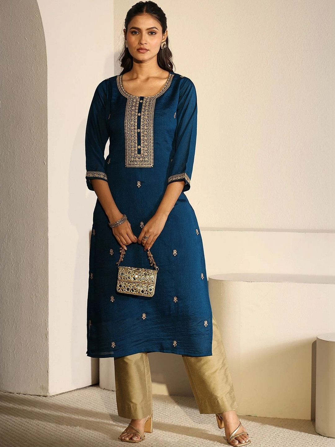 Libas Women Ethnic Motifs Embroidered Thread Work Kurta