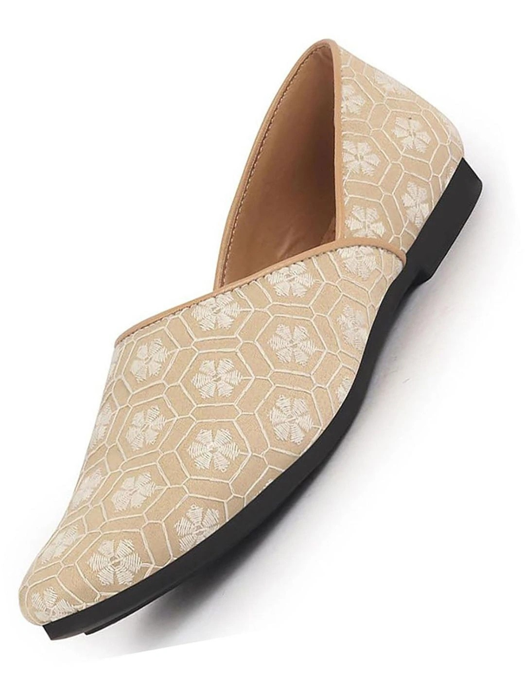 FAUSTO Men Embroidery Ethnic Half Cut Slip On Juttis and Mojaris for Wedding