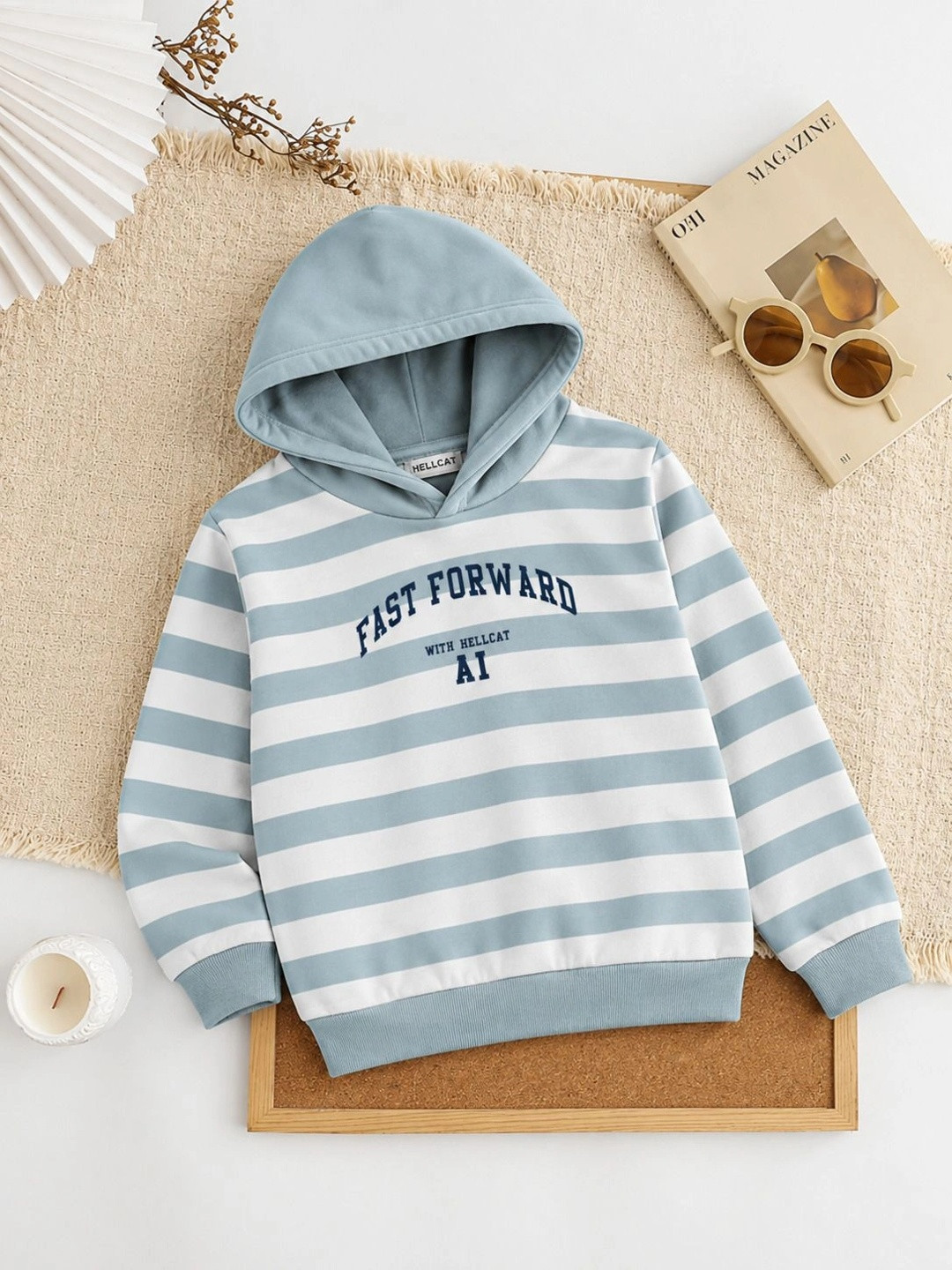 HELLCAT Boys Striped Hooded Sweatshirt