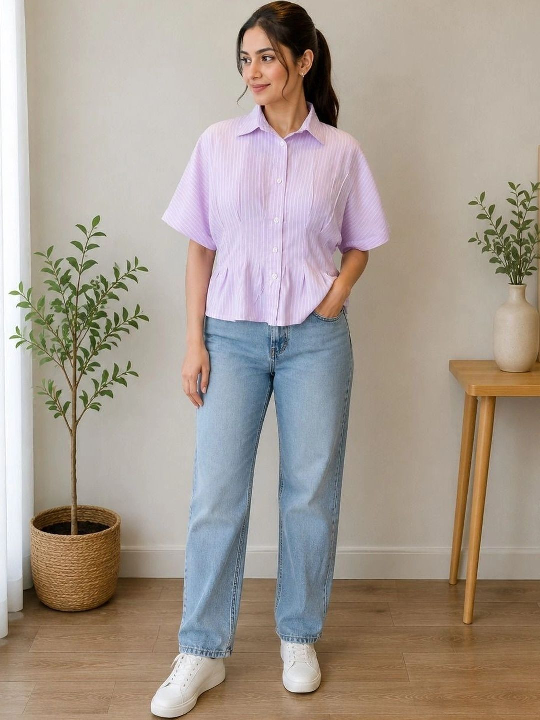 7OUNCE Striped Cotton Shirt Style Top