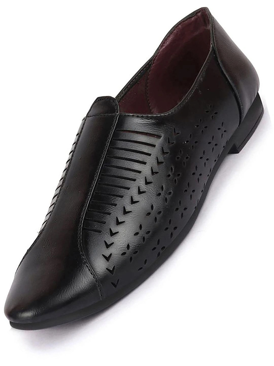 FAUSTO Men Black Laser Cut Design Mojaris
