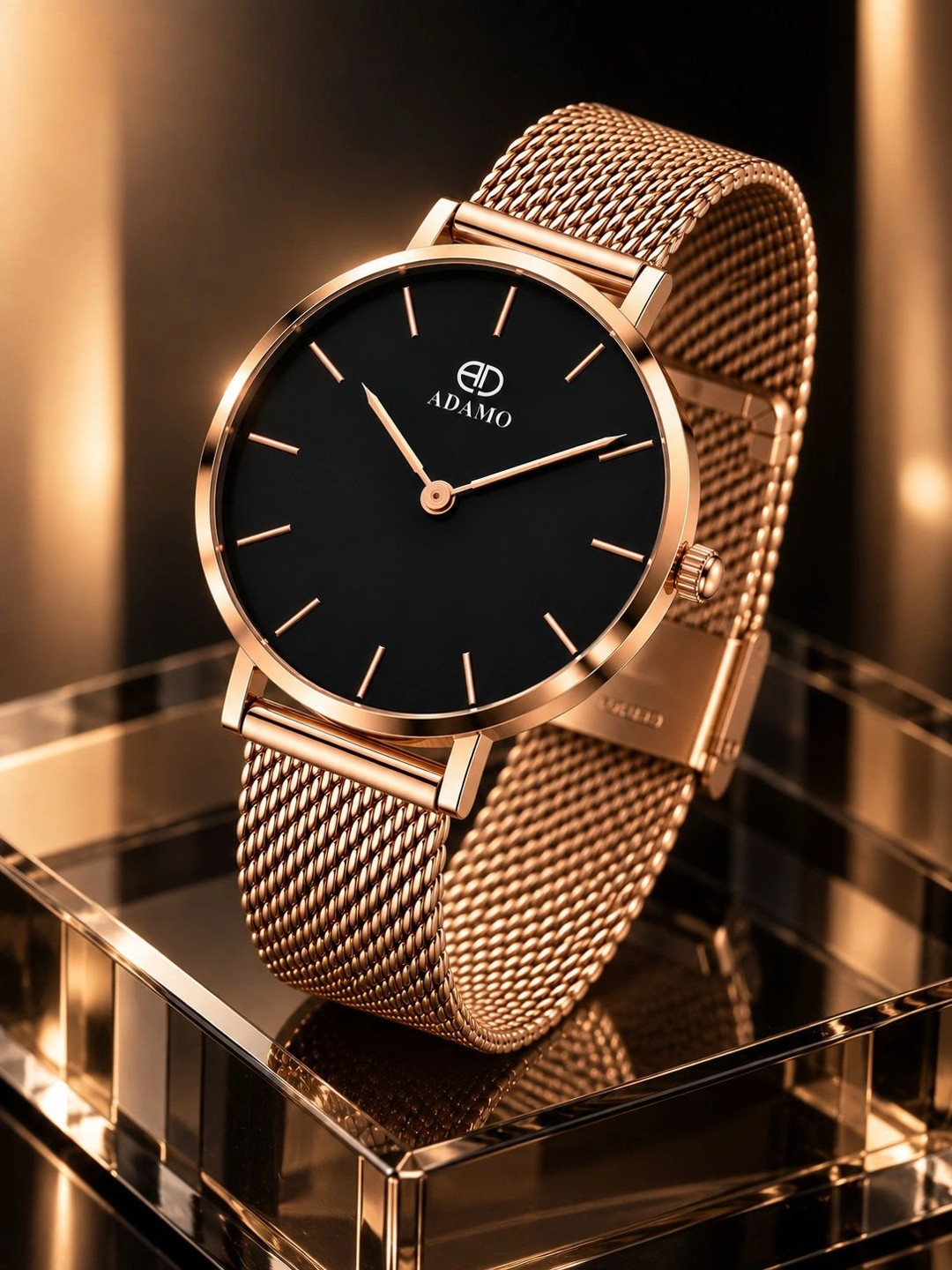 ADAMO Women Brass Dial & Stainless Steel Bracelet Style Straps Analogue Watch 336KKM02