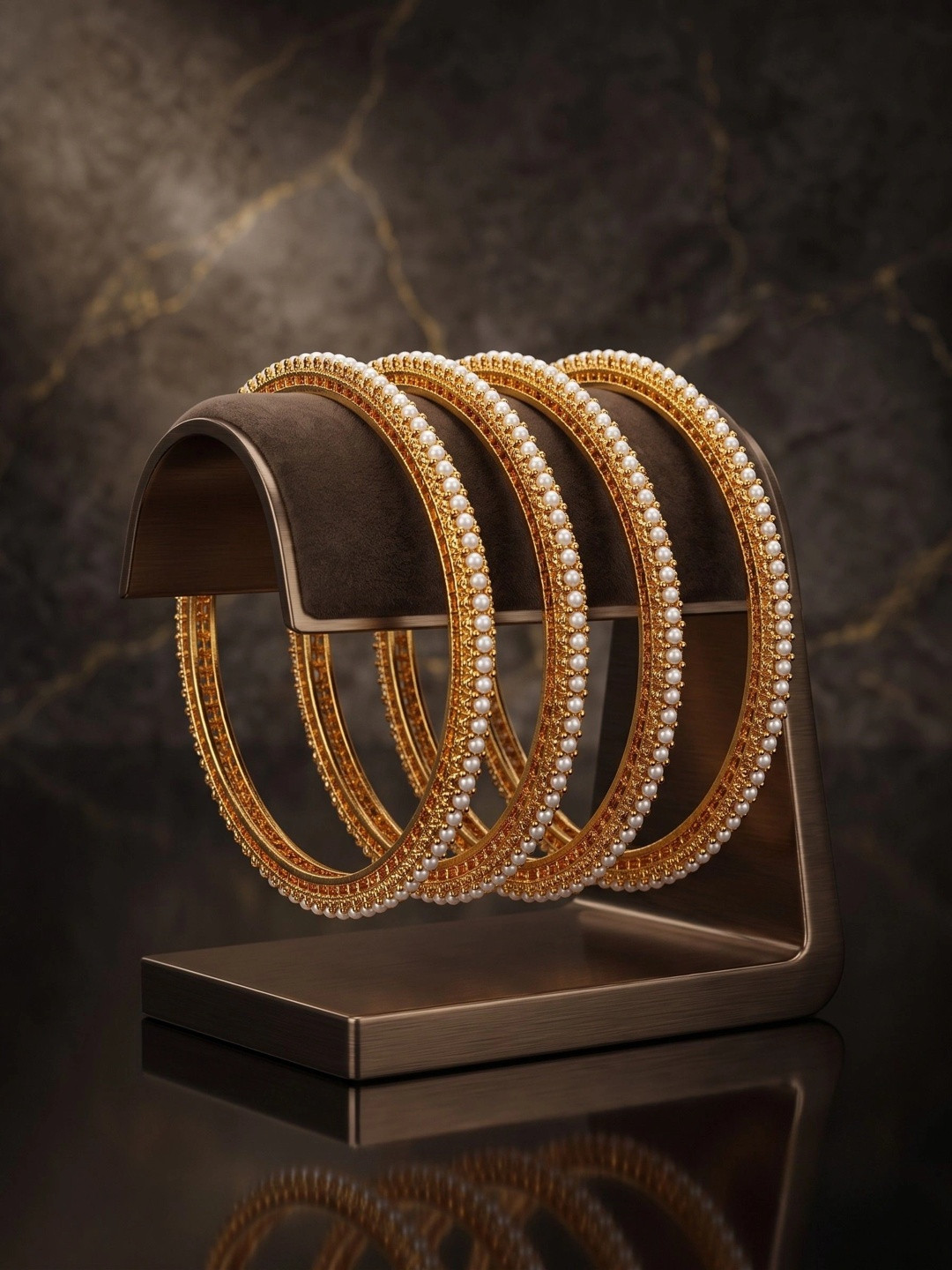Adwitiya Collection Set of 4 24KT Gold-Plated Embellished Bangles