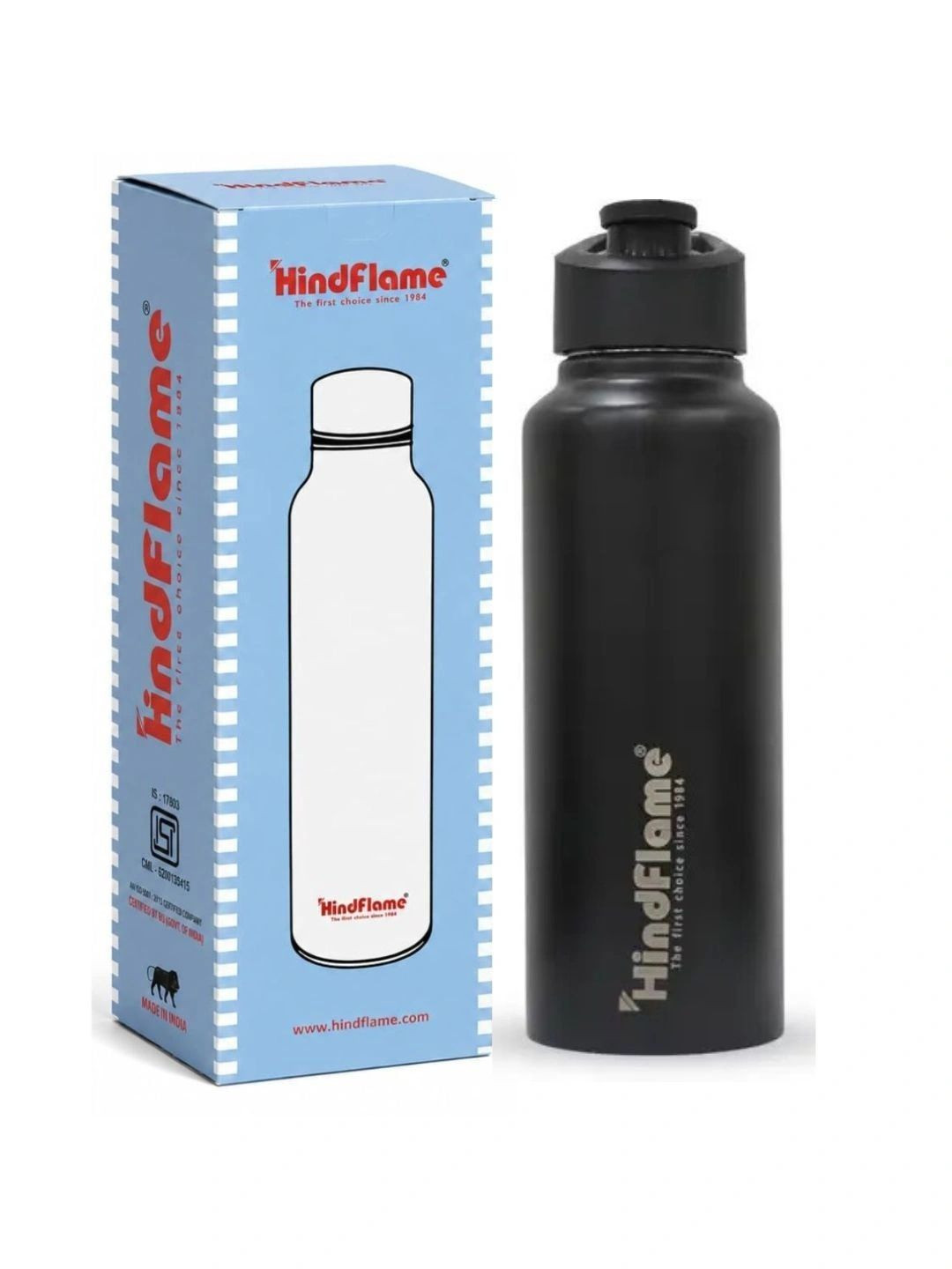 Hindflame Black Hydra X (Pack of 1) Stainless Steel Solid Water Bottle 750ml