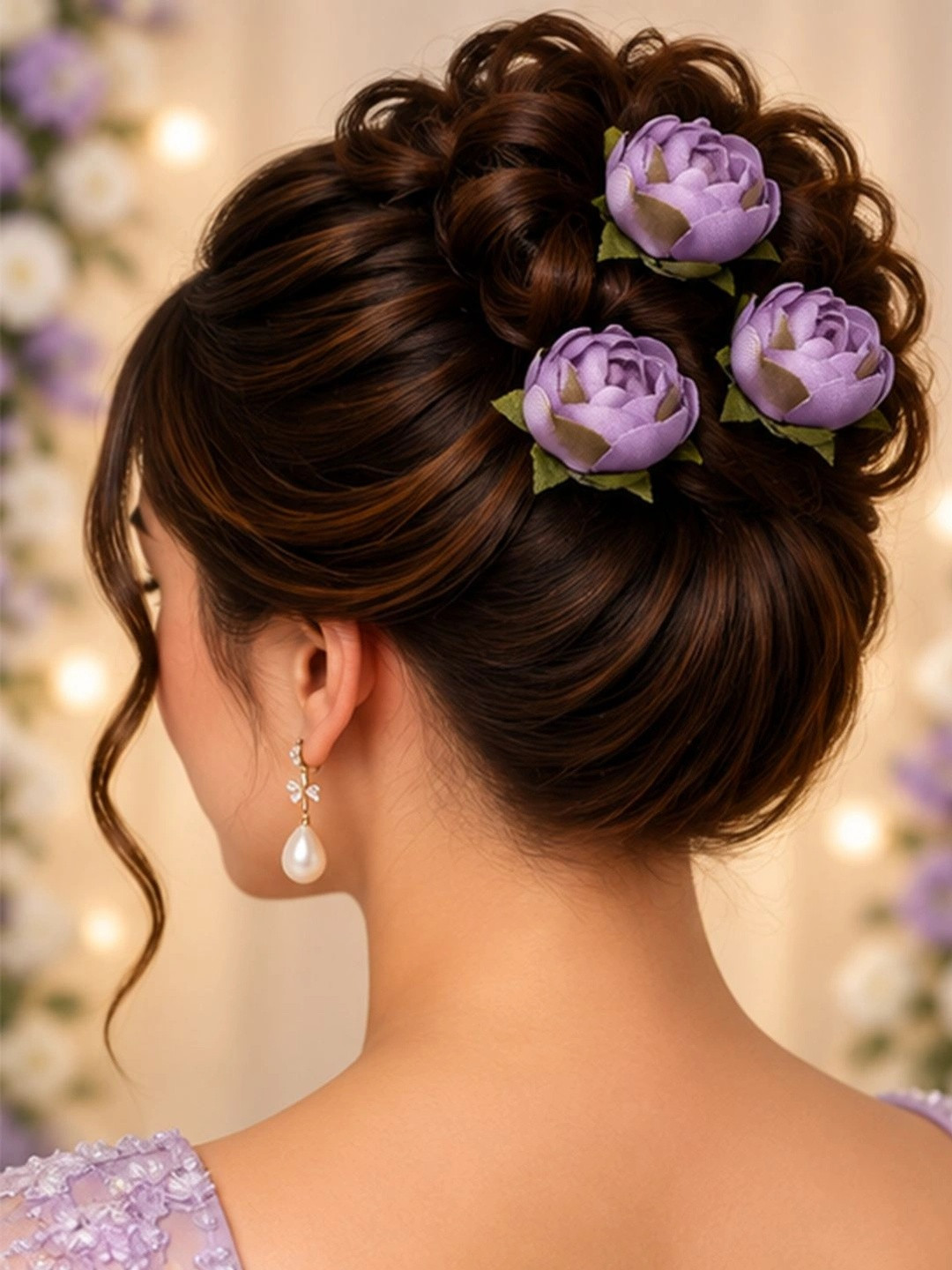Hair Flare Women Set of 6 Artificial Rose Flower U Pins