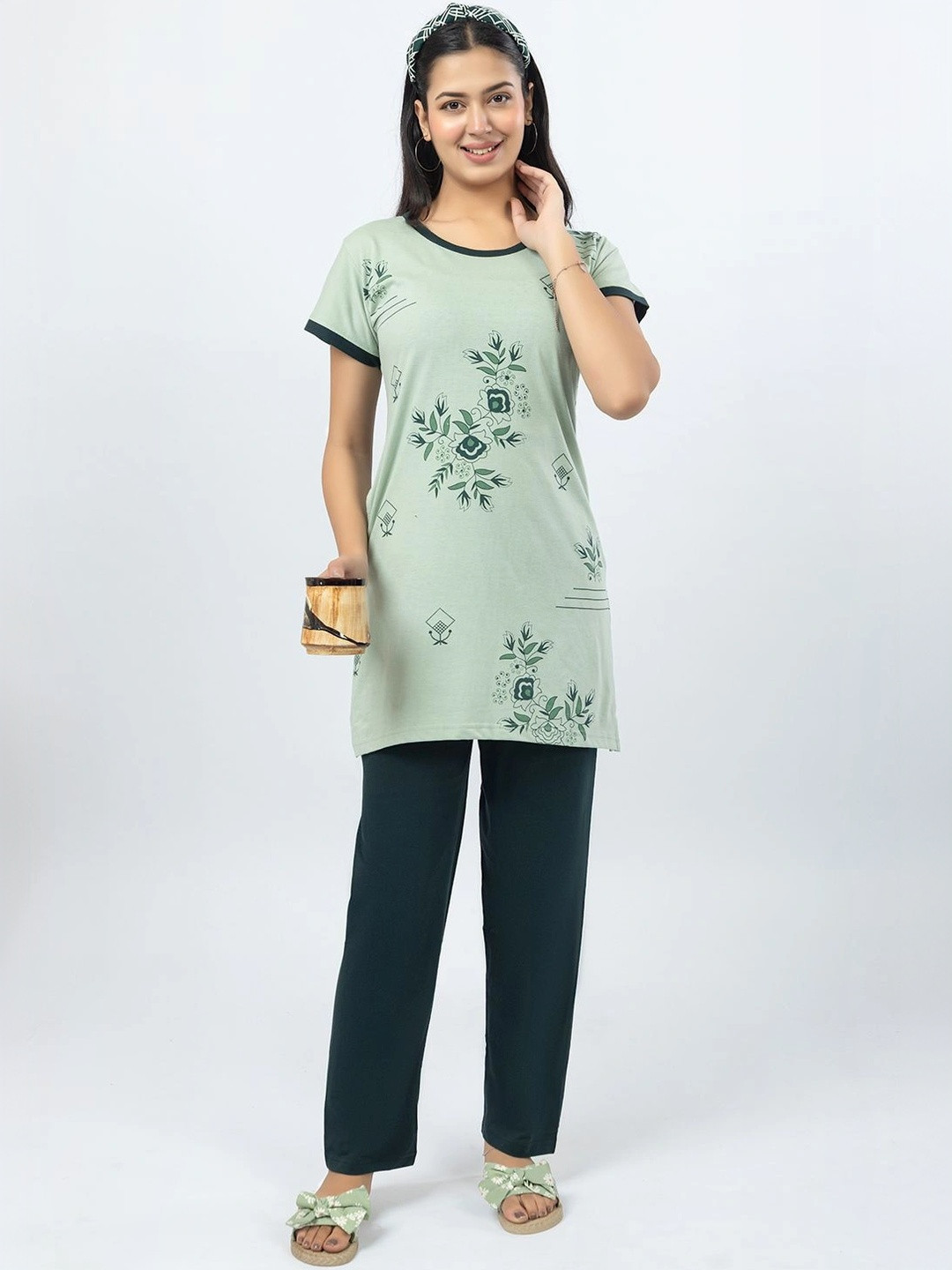 D-LINE Printed Cotton Night Suit