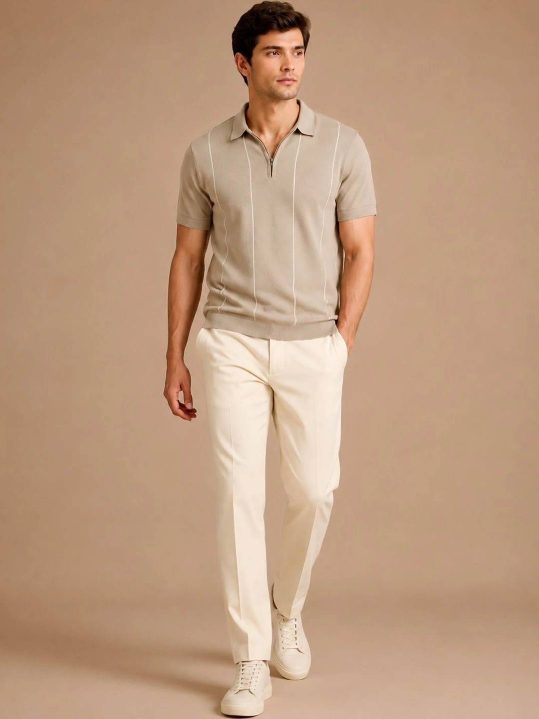 ULUPZ Men Striped Polo Collar T-shirt