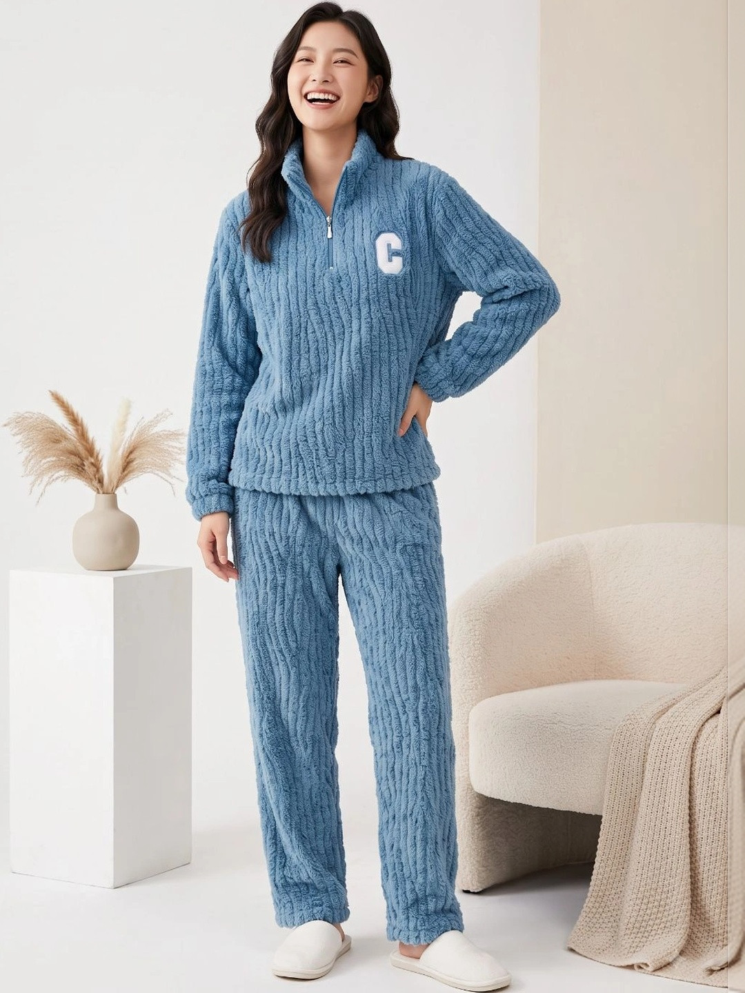Stem Rope Women Round Neck Long Sleeves Night suit