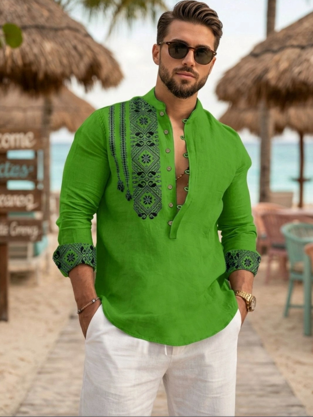 Deelmo Men Geometric Printed Kurta