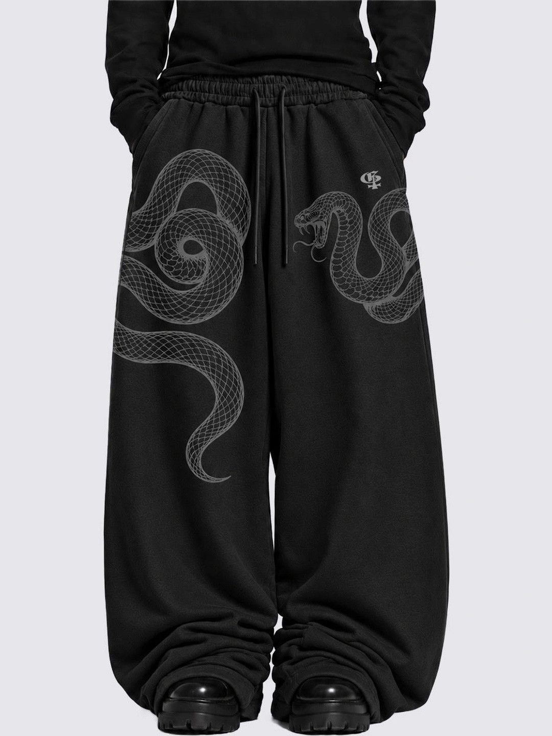 GENRAGE Men Baggy Graphic Print Track Pants
