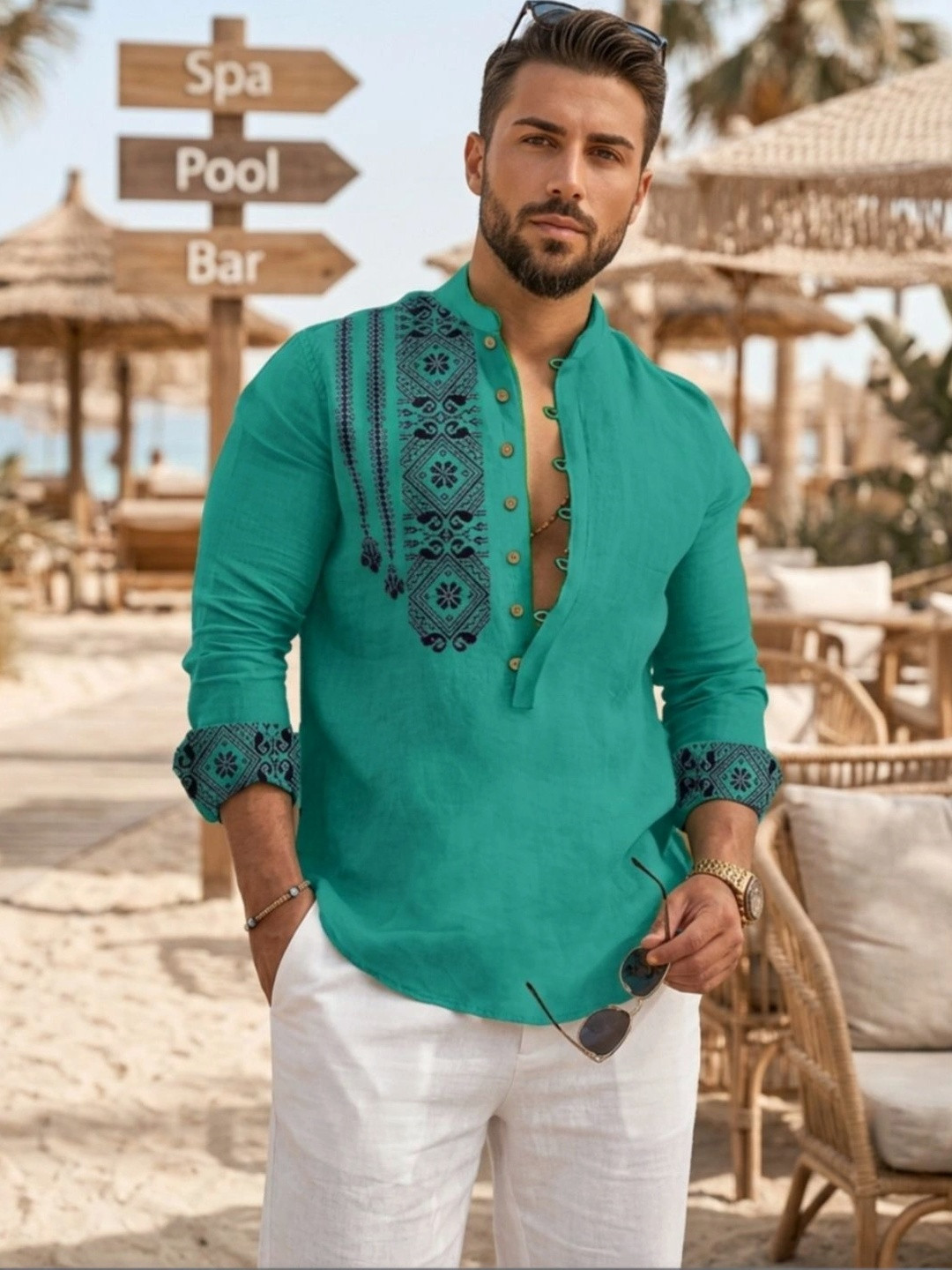 Deelmo Men Geometric Printed Kurta