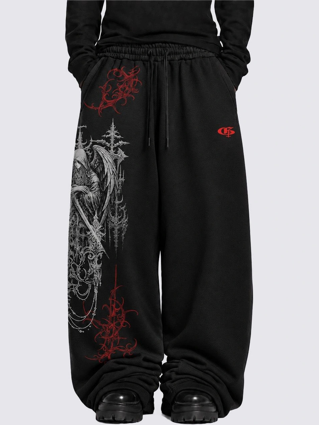 GENRAGE Men Baggy Graphic Print Training Track Pants