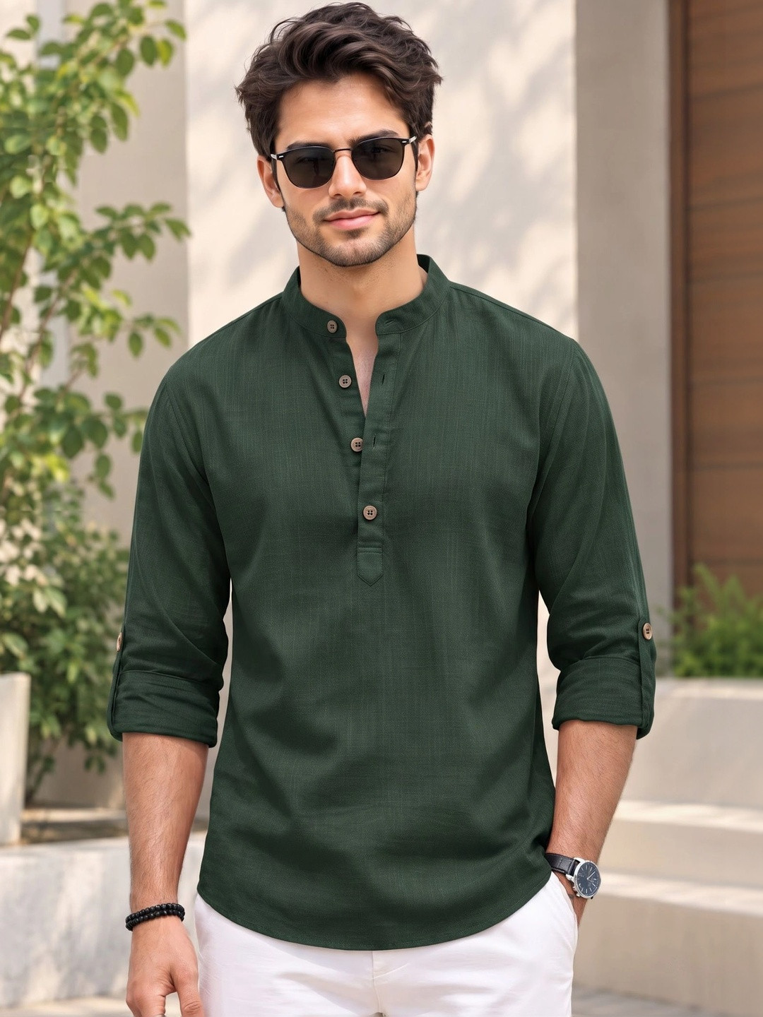 Deelmo Casual Mandarin Collar Kurta