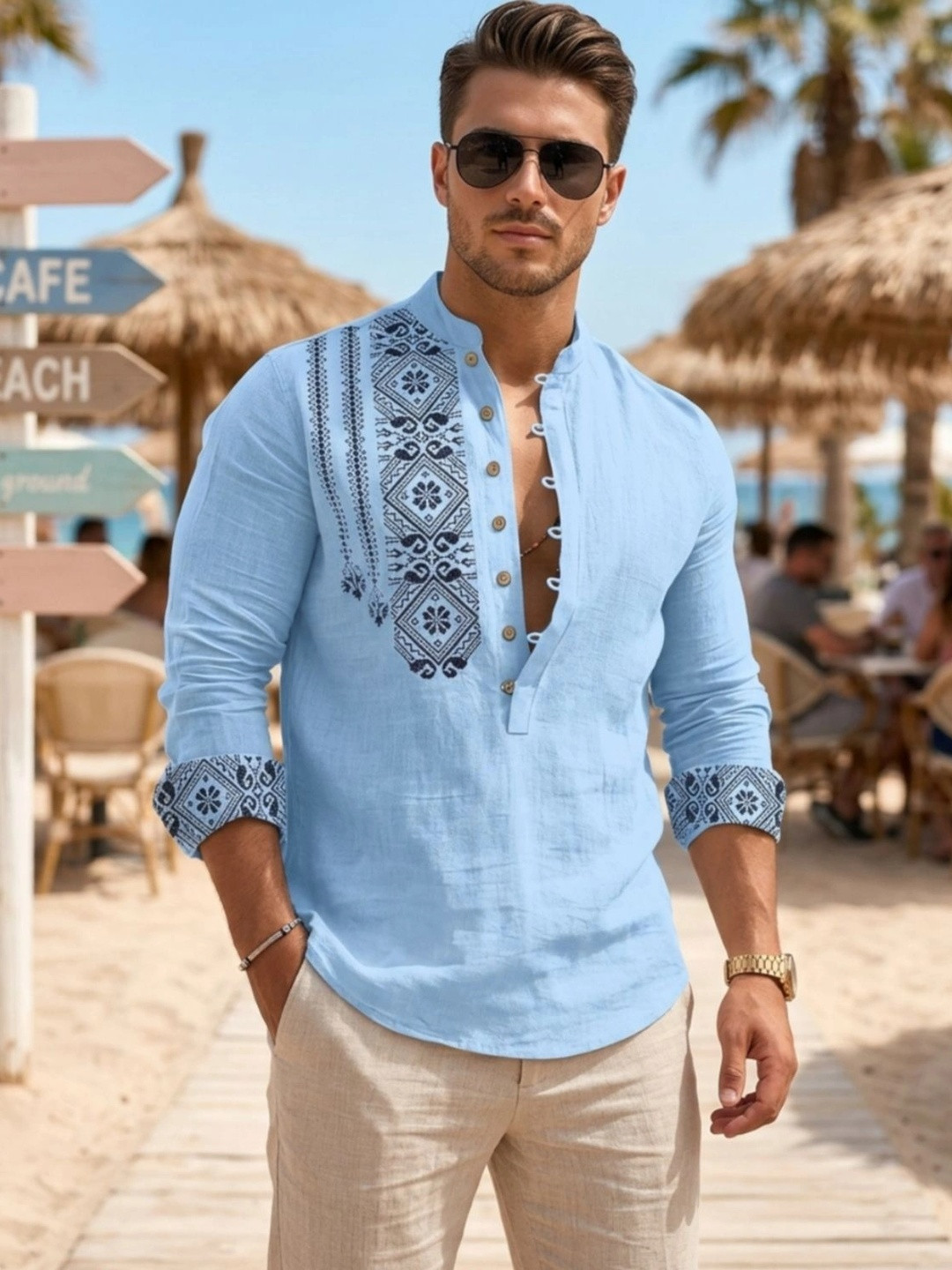 Deelmo Men Geometric Printed Kurta
