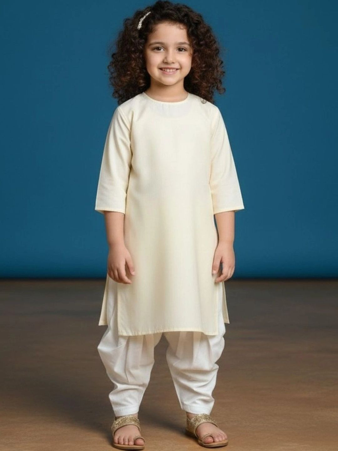 DEVOILER Girls Regular Pure Cotton Kurta with Patiala