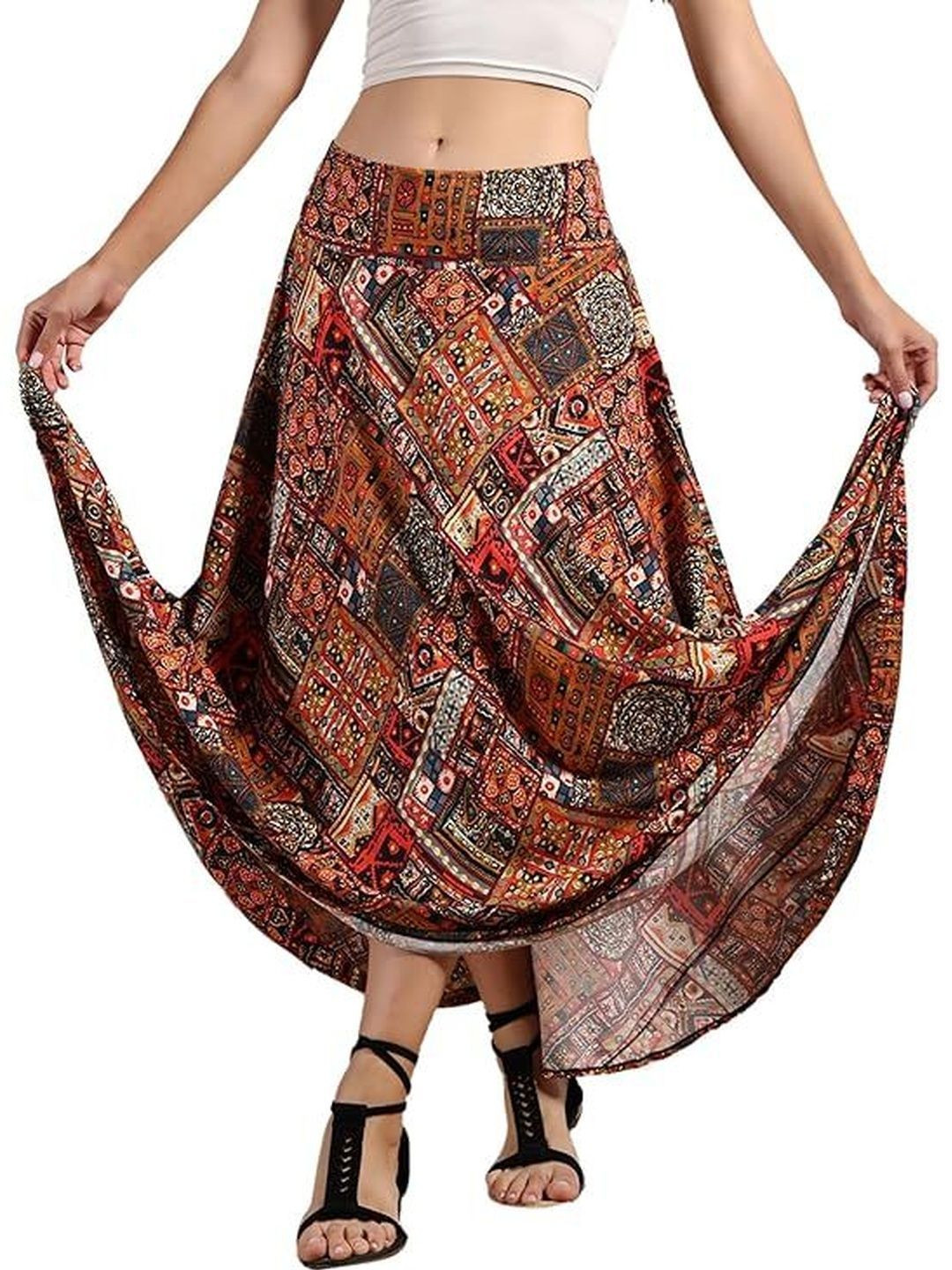GALE GIRLS Women Self Design Bohemian Maxi Skirts