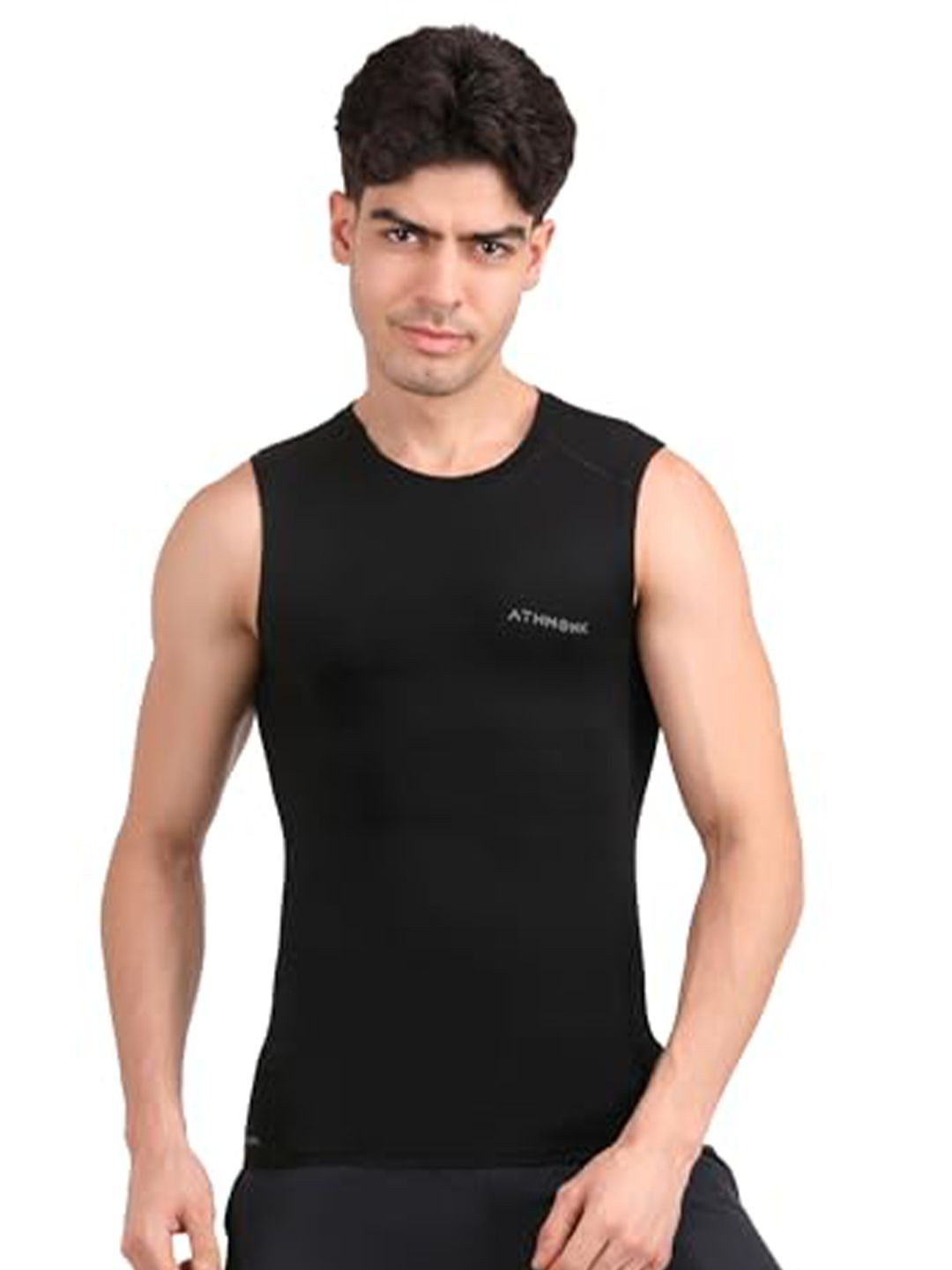 Athmonk Men Compression Body Shaper Gym T- Shirt Vest Tank