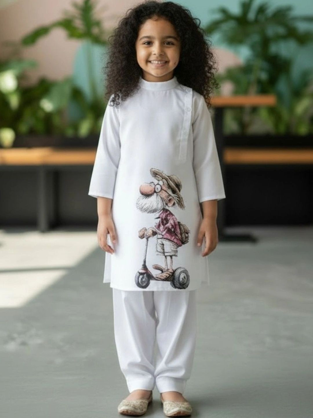 DEVOILER Girls Printed Regular Pure Cotton Kurta with Patiala